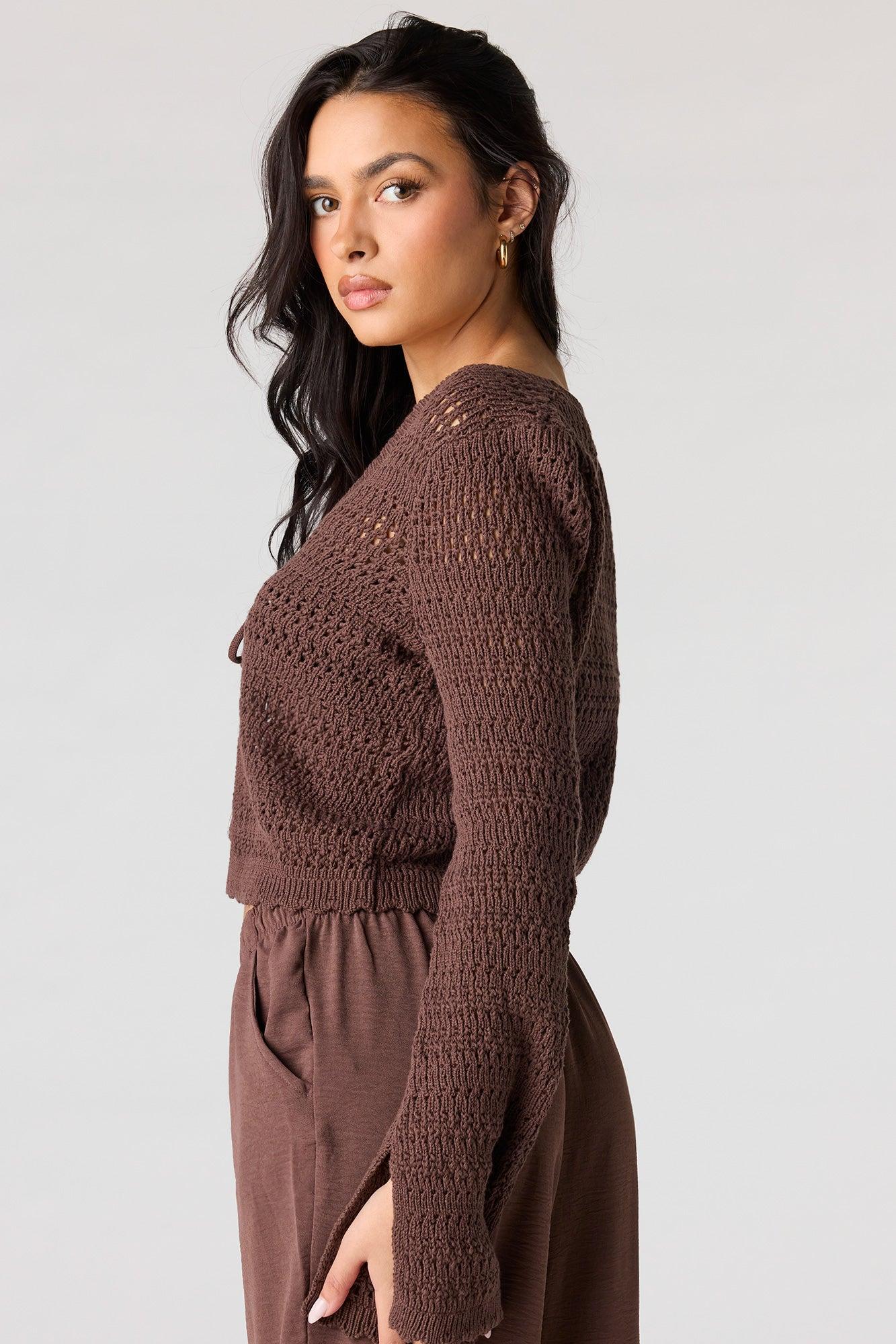 Crochet Tie-Front Swim Cover Up Top Female Product Image