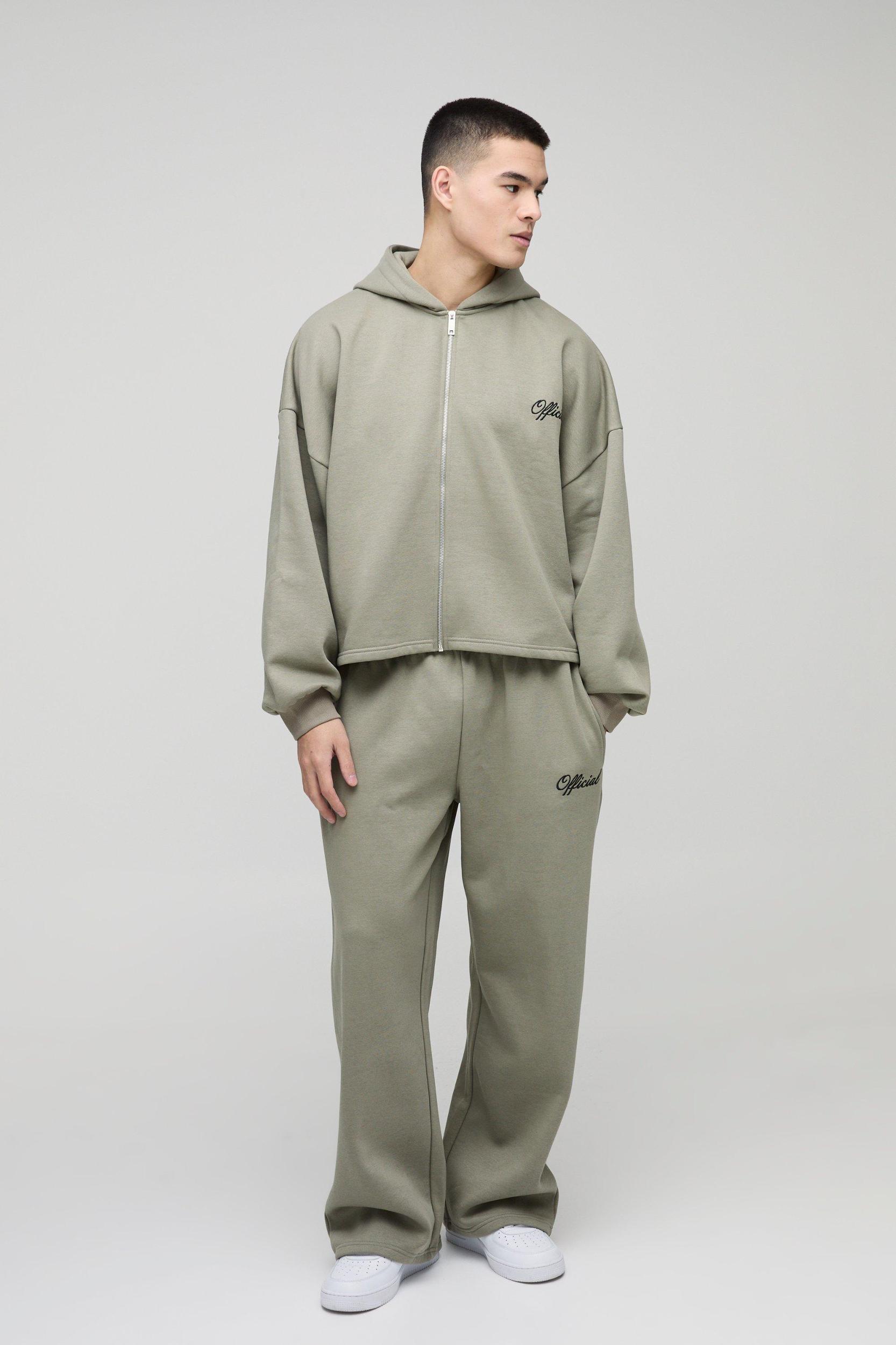 Extreme Oversized Boxy Zip Through Hoodie & Wide Leg Tracksuit | boohooMAN USA Product Image