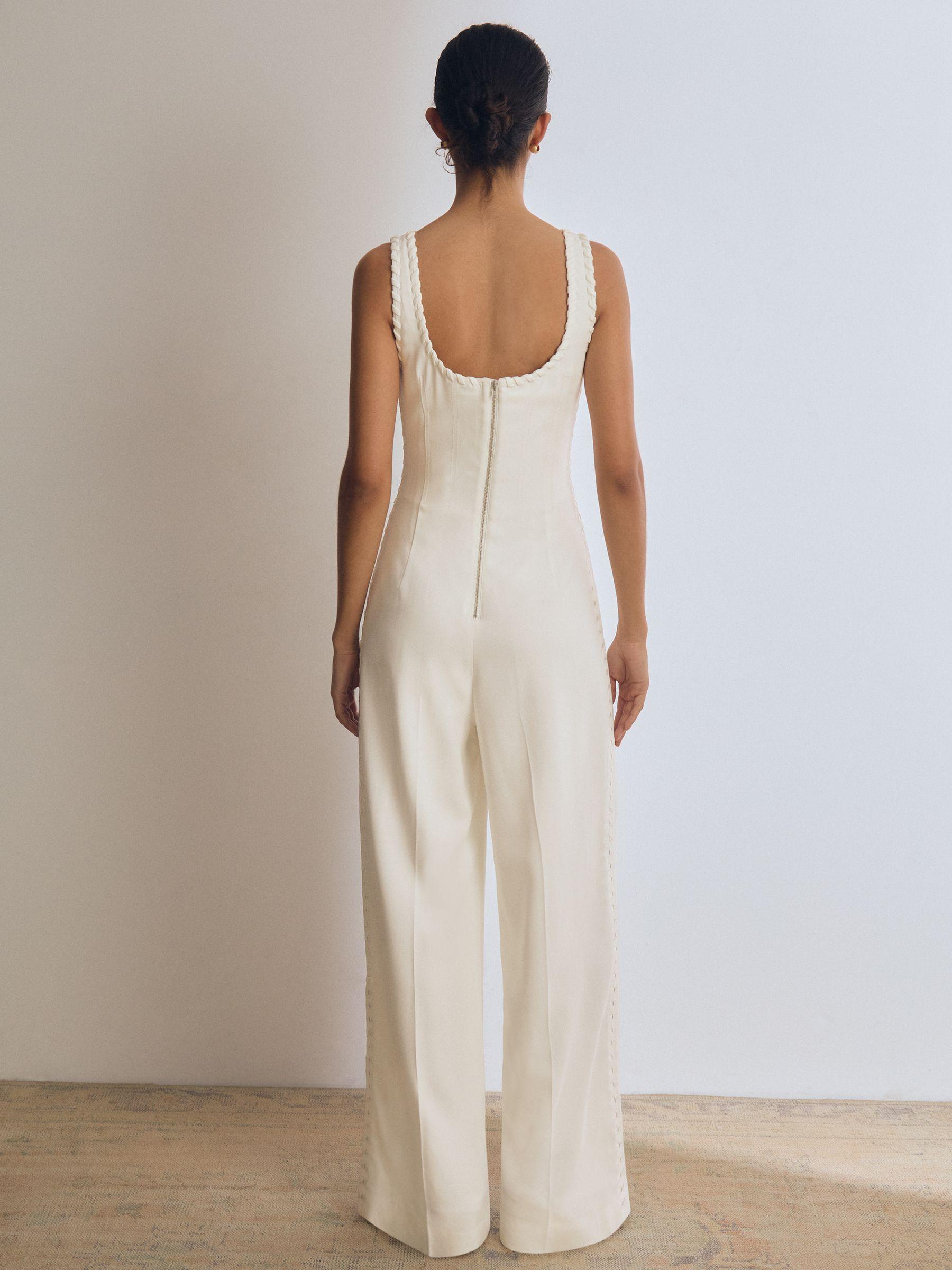 Atelier Whipstitch Wide-Leg Jumpsuit in White Product Image