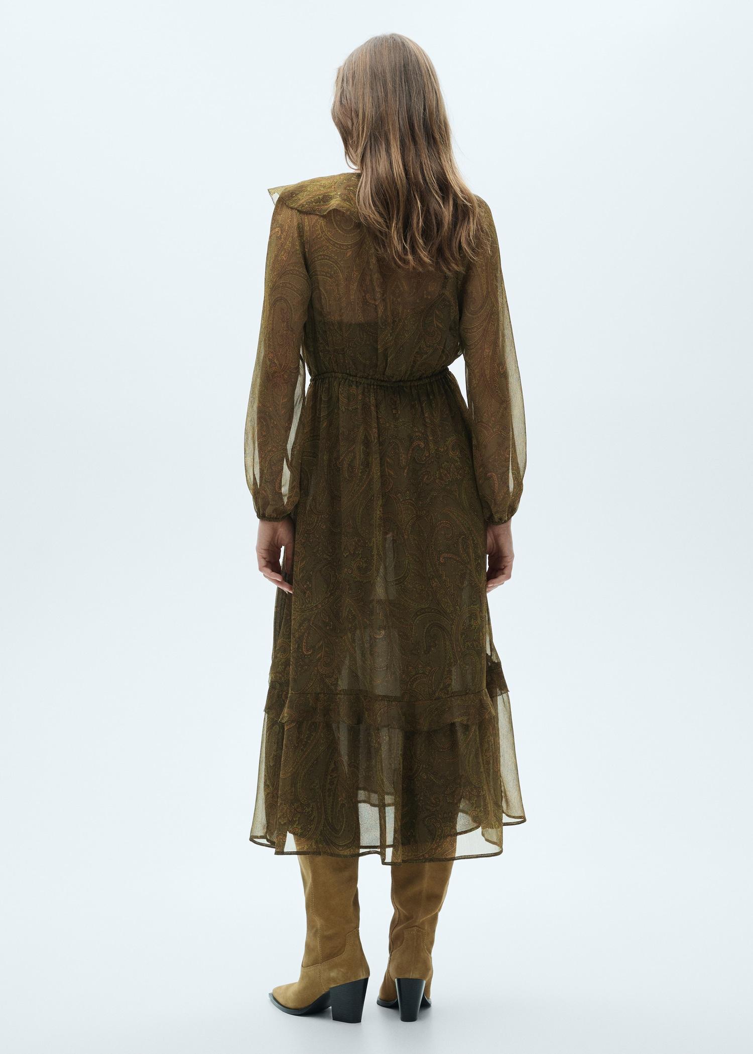 Ruffled paisley-print dress - Women | MANGO USA Product Image