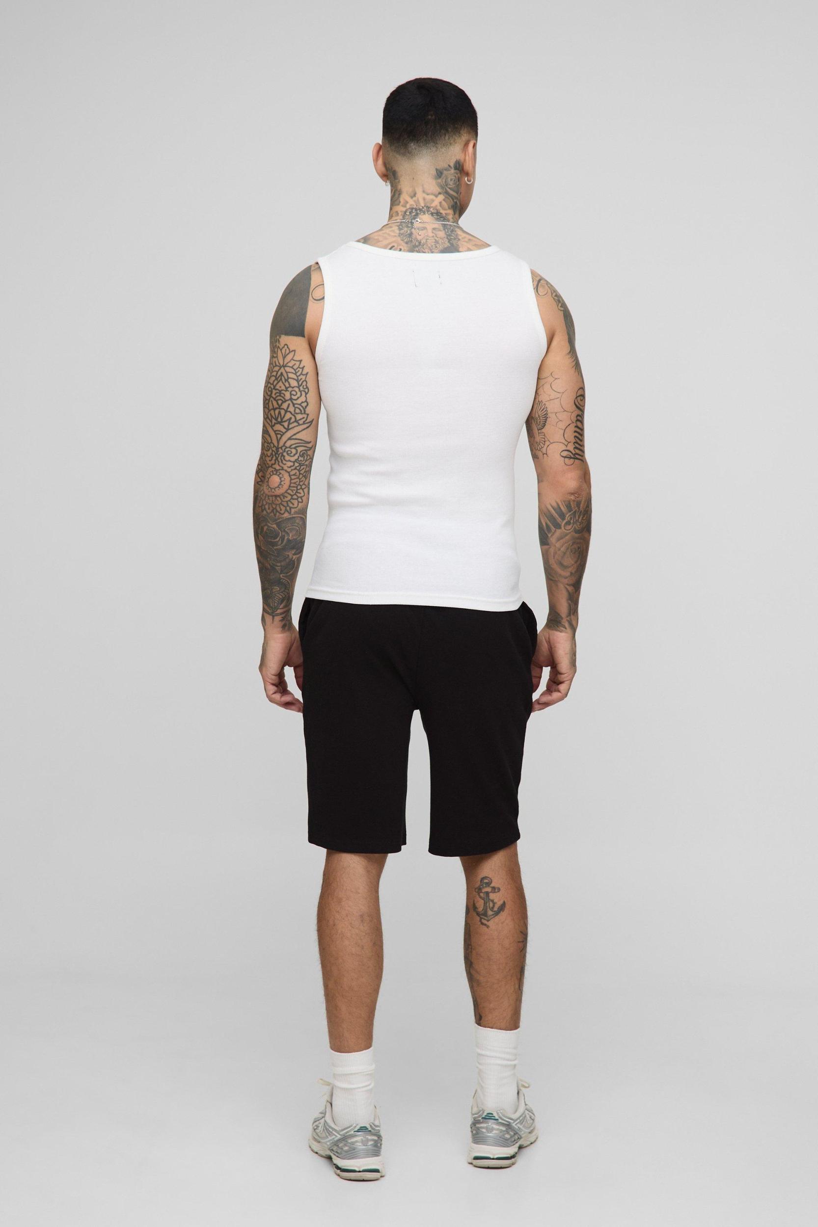 Tall Loose Fit Rib Sweat Shorts | boohooMAN USA Product Image