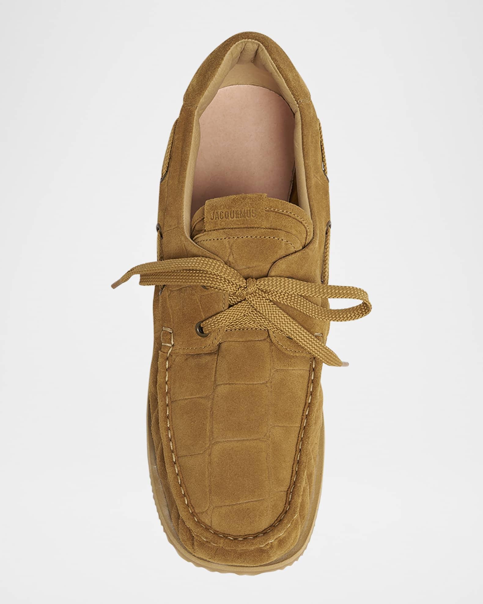 Men's Les Batto Croc-Embossed Suede Boat Shoes Product Image