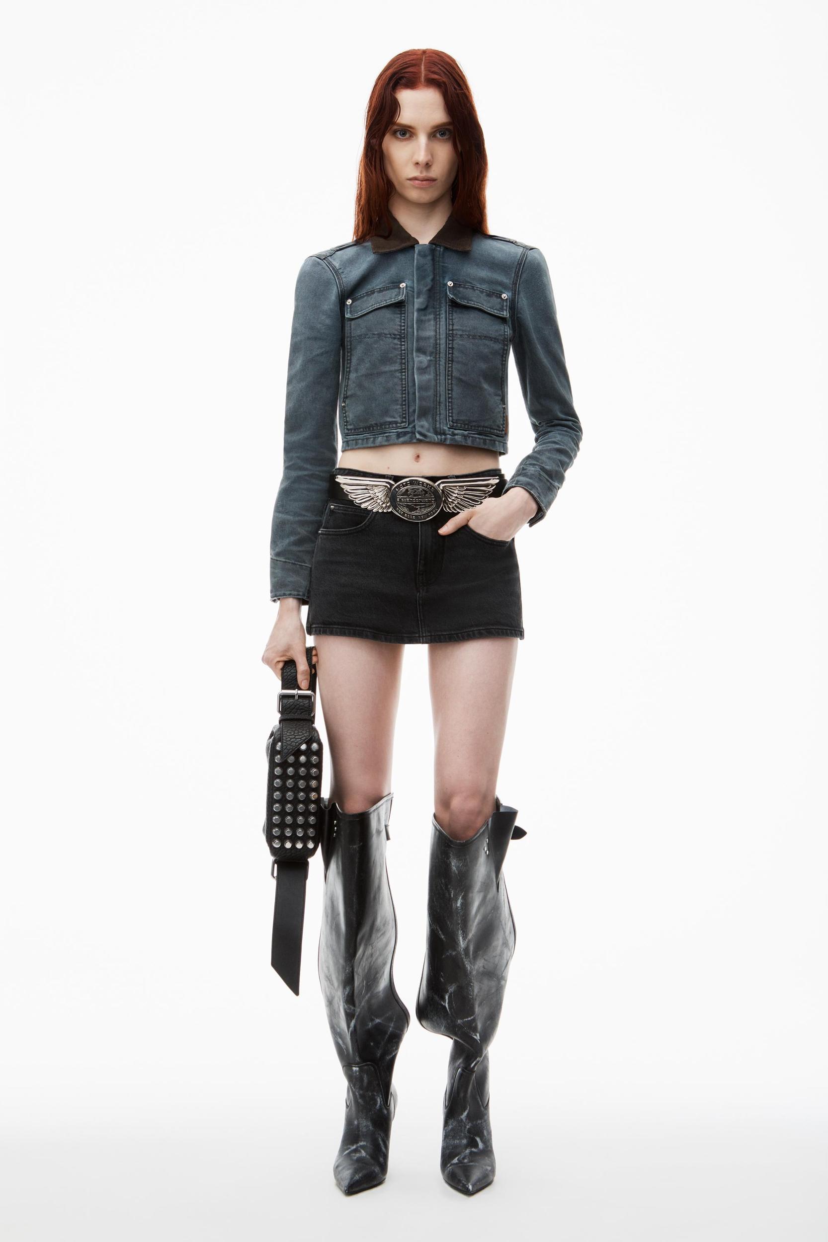 Mid Rise Mini Skort In Comfort Stretch Denim Product Image