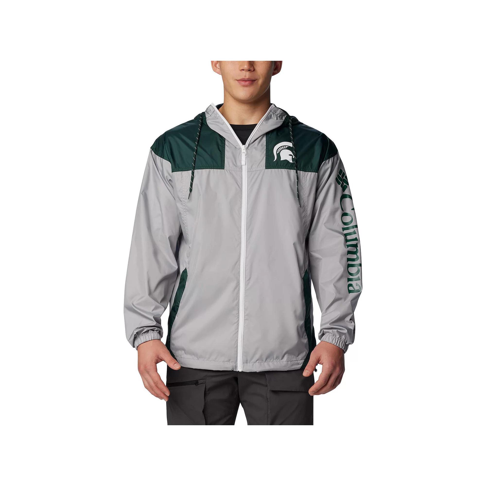 Men's Columbia Gray Michigan State Spartans Flash Challenger Omni-Shade Full-Zip Windbreaker Hoodie Jacket, Size: XL, Grey Product Image