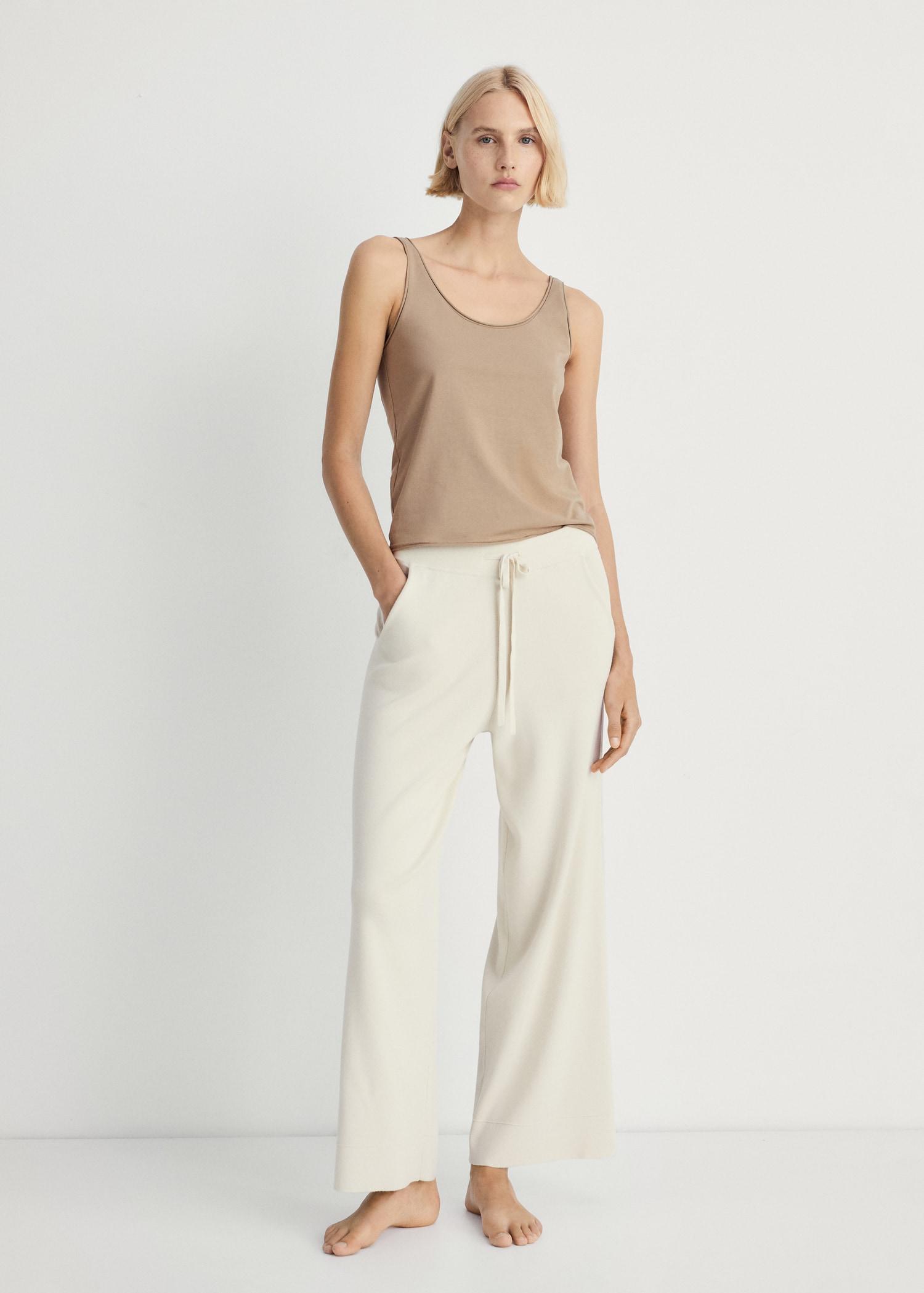 Cotton round-neck top - Women | MANGO USA Product Image