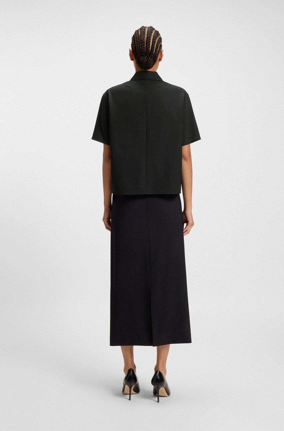 Regular-fit short-sleeved blouse in wool Product Image