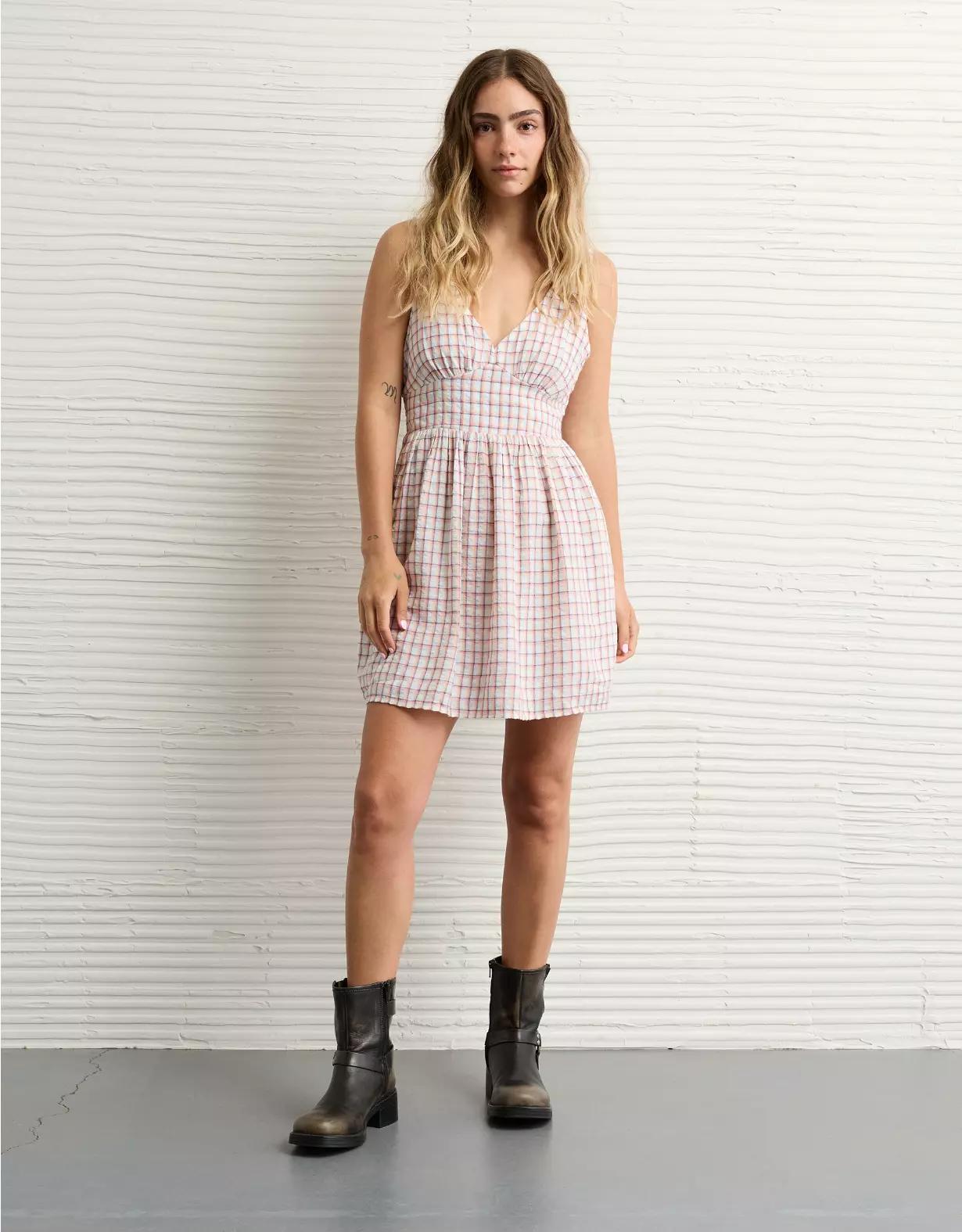 AE V-Neck Scalloped Mini Dress Product Image