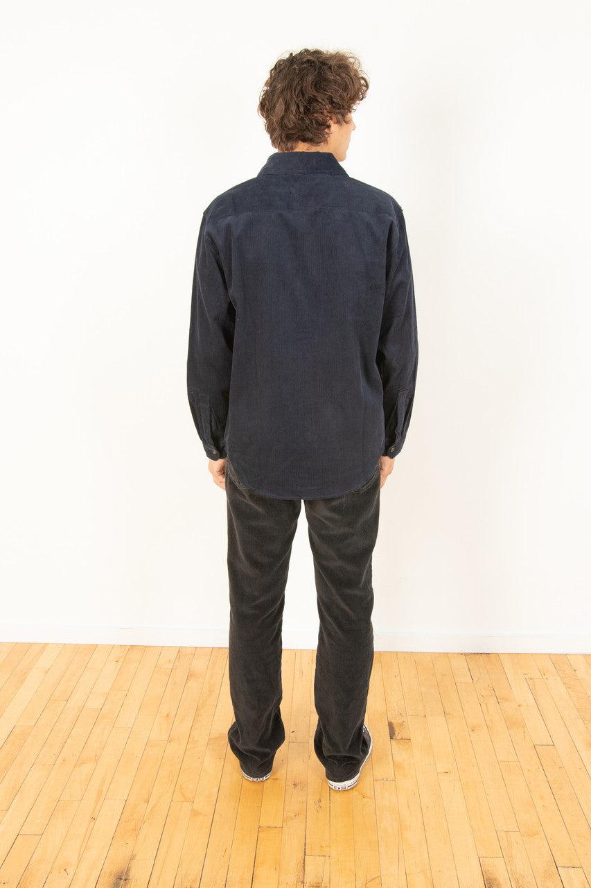 Navy Corduroy Button Down Shirt Product Image