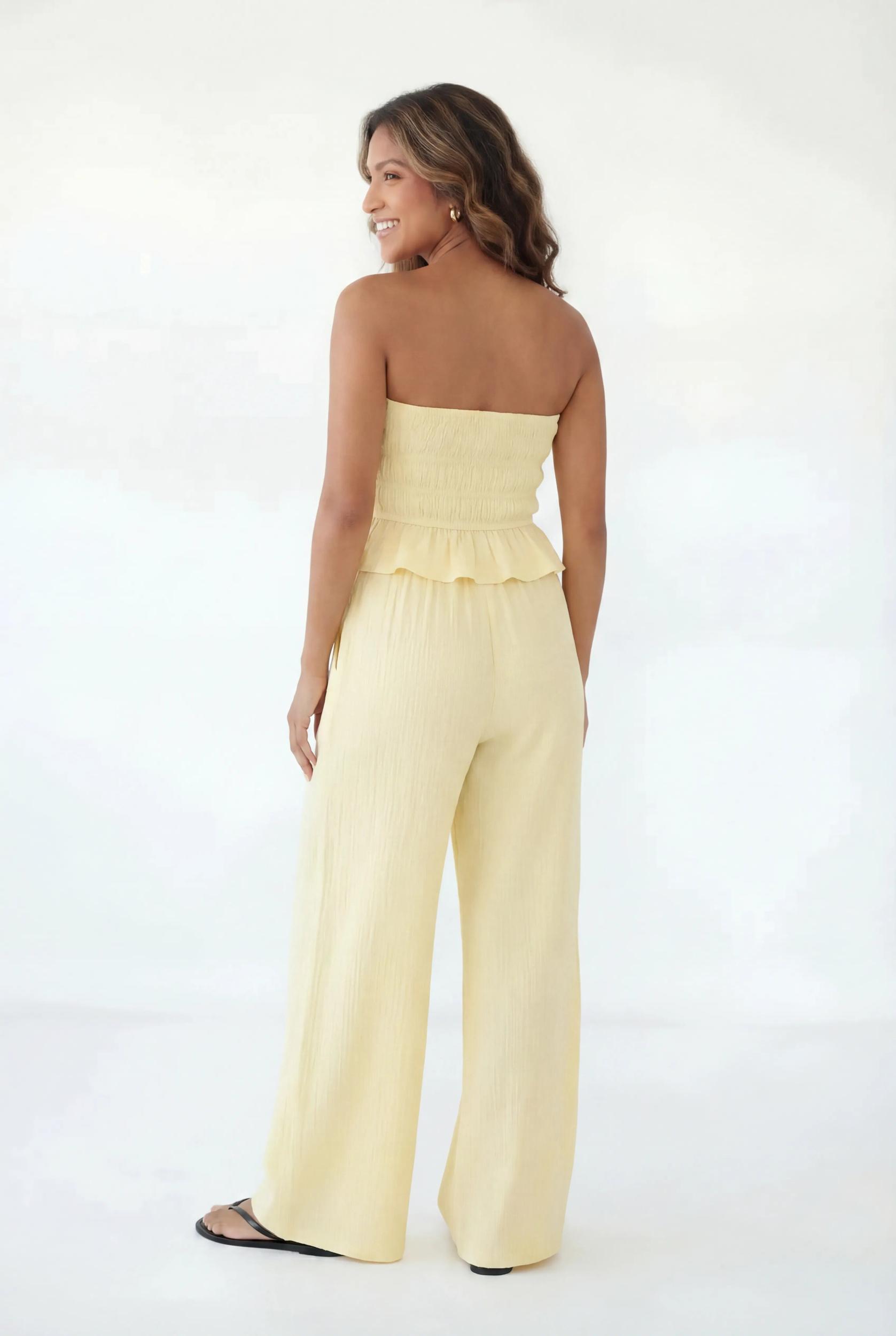 Bow Front Tube Top & Wide Leg Pant Set Female Product Image