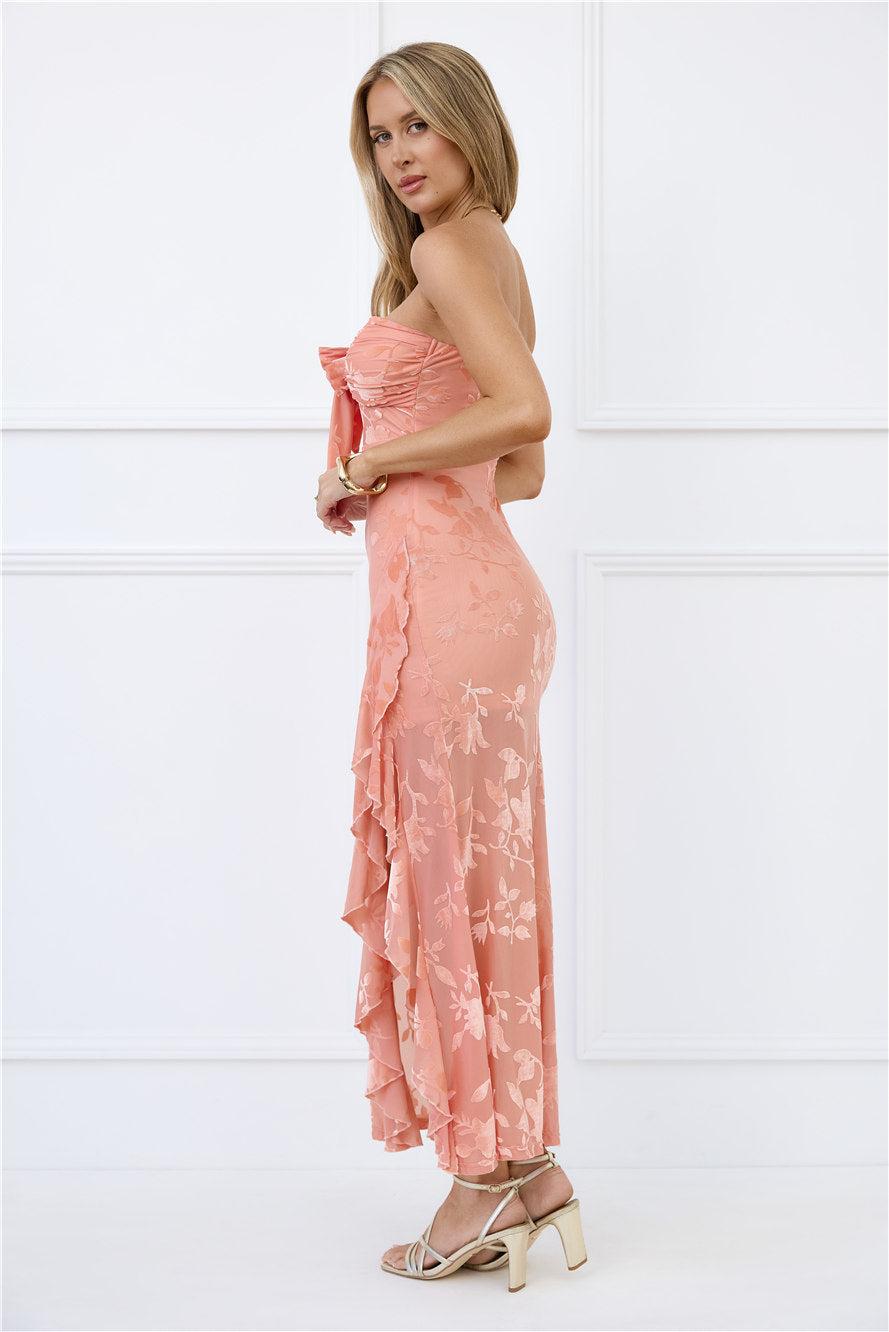 Pretty Moods Only Strapless Maxi Dress Peach Product Image
