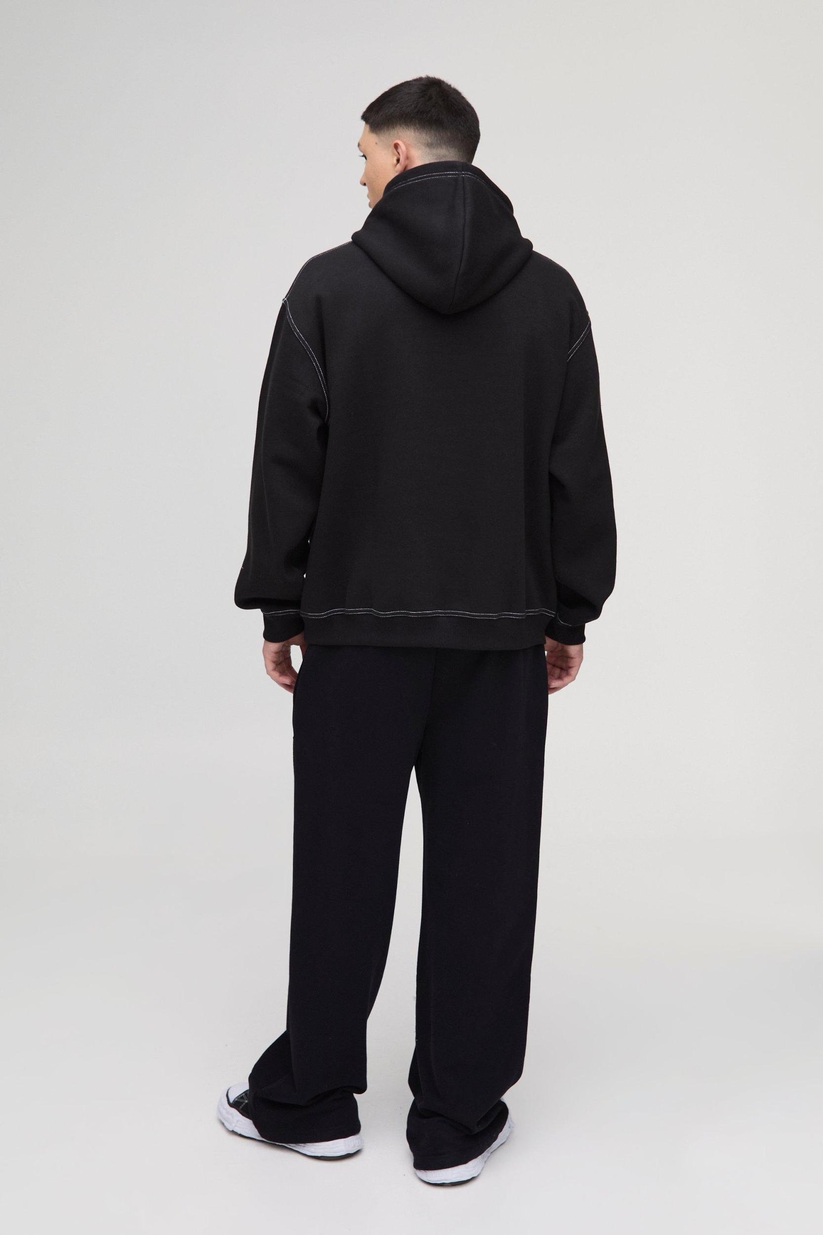 Oversized Boxy Official Contrast Stitch Hoodie | boohooMAN USA Product Image