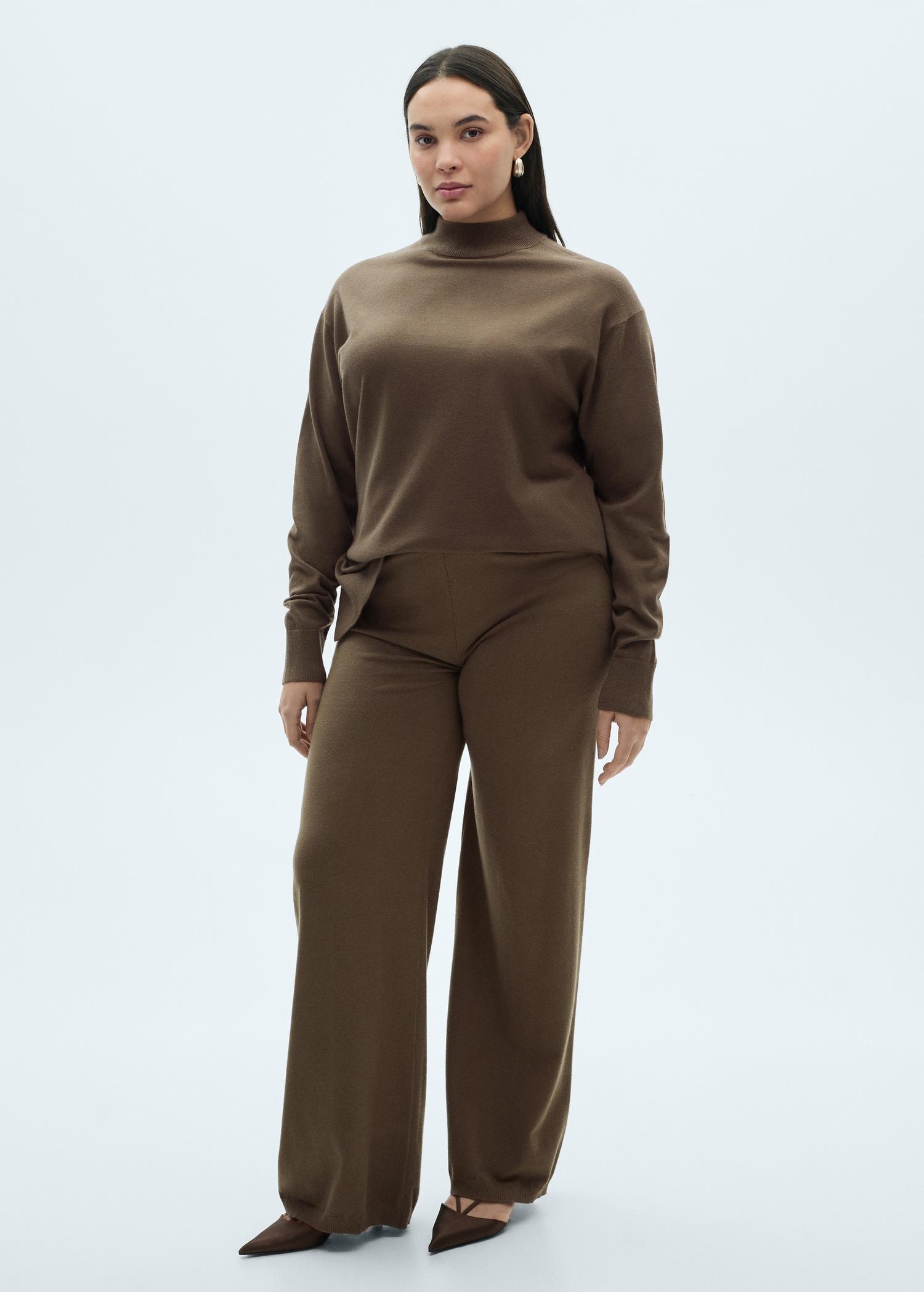 Fine-knit wideleg trousers - Women | MANGO USA Product Image