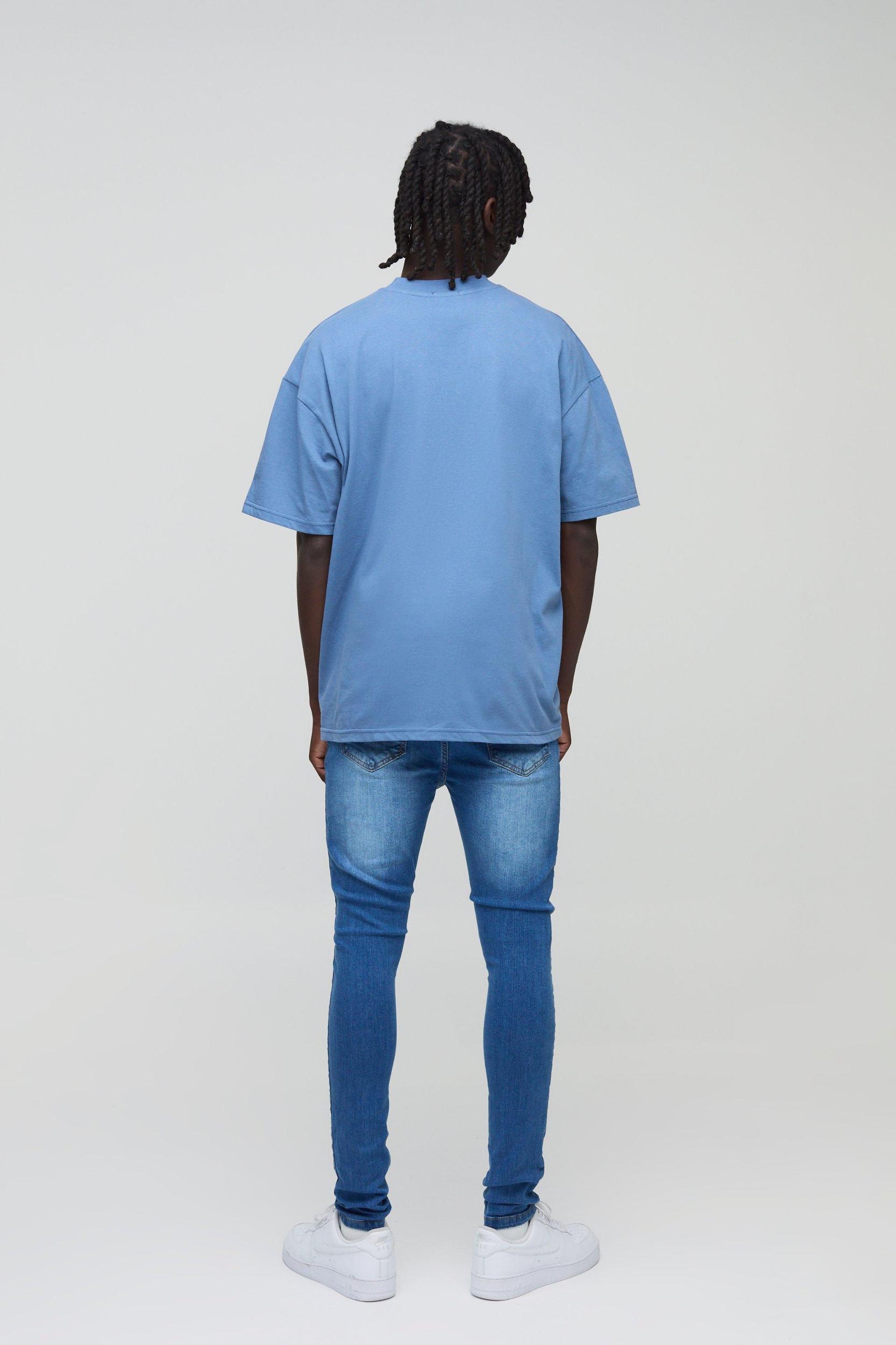 Super Skinny Stretch Jean In Light Blue | boohooMAN USA Product Image