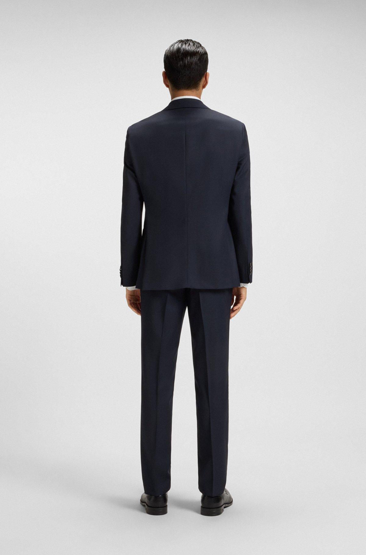 Regular-fit suit in micro-patterned virgin wool Product Image