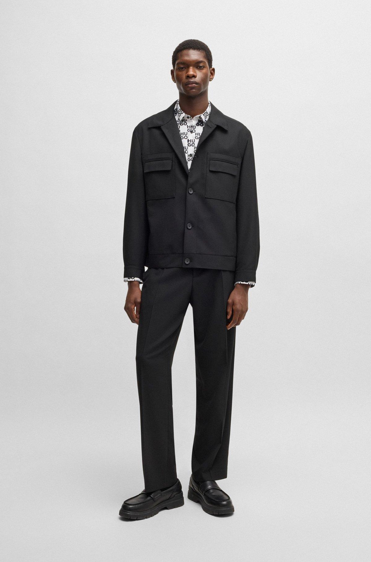 Slim-fit shirt in seasonal-print cotton poplin Product Image