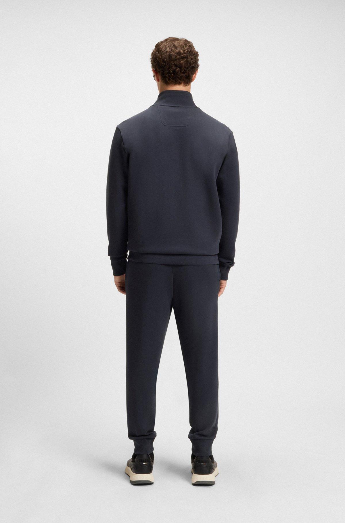 BOSS - Stretch-cotton tracksuit bottoms with logo print - Dark Blue Product Image