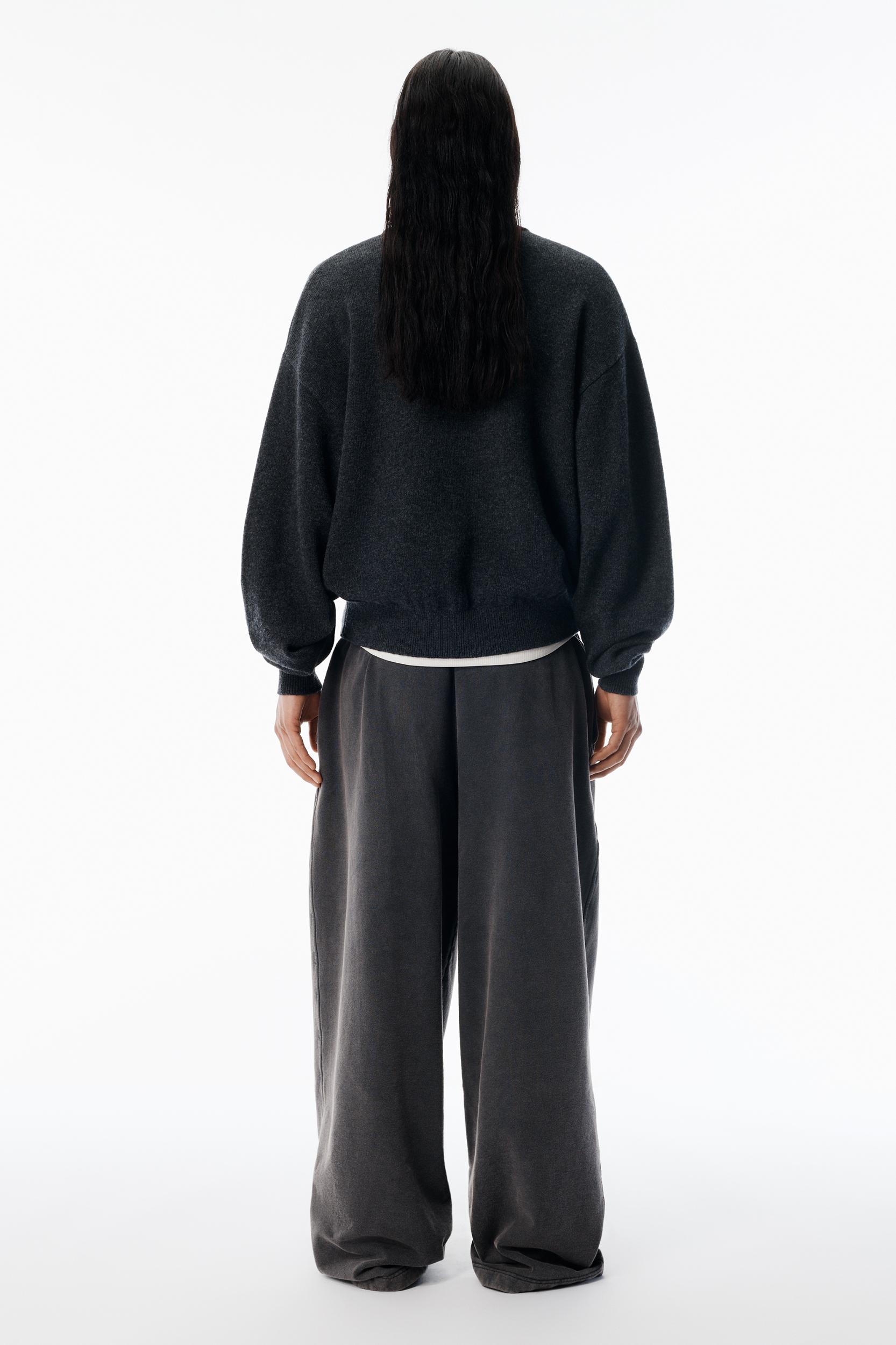 Charcoal Wool-blend Henley Pullover  Product Image