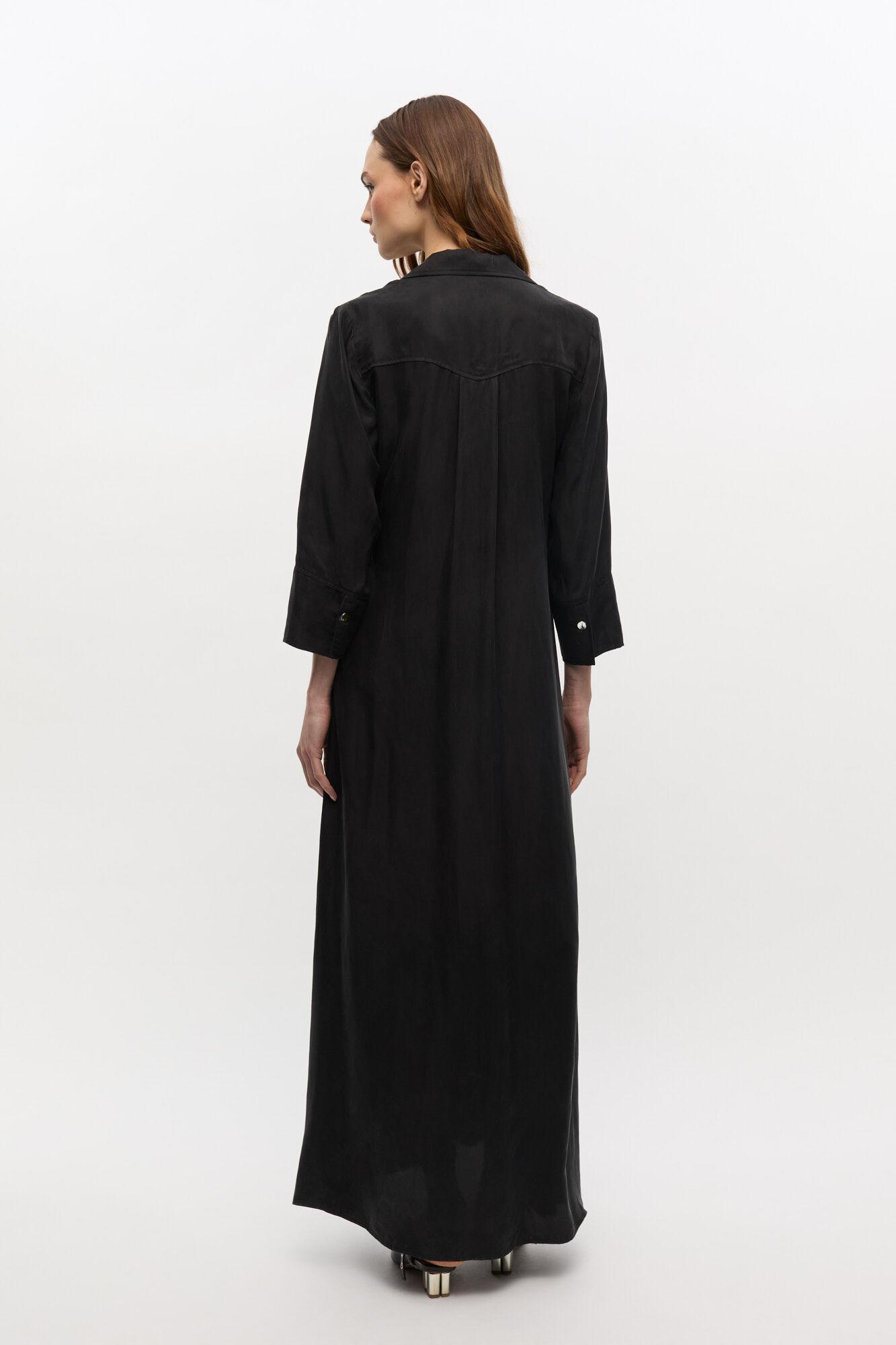 Black Fluid Cupro Maxi Dress Product Image