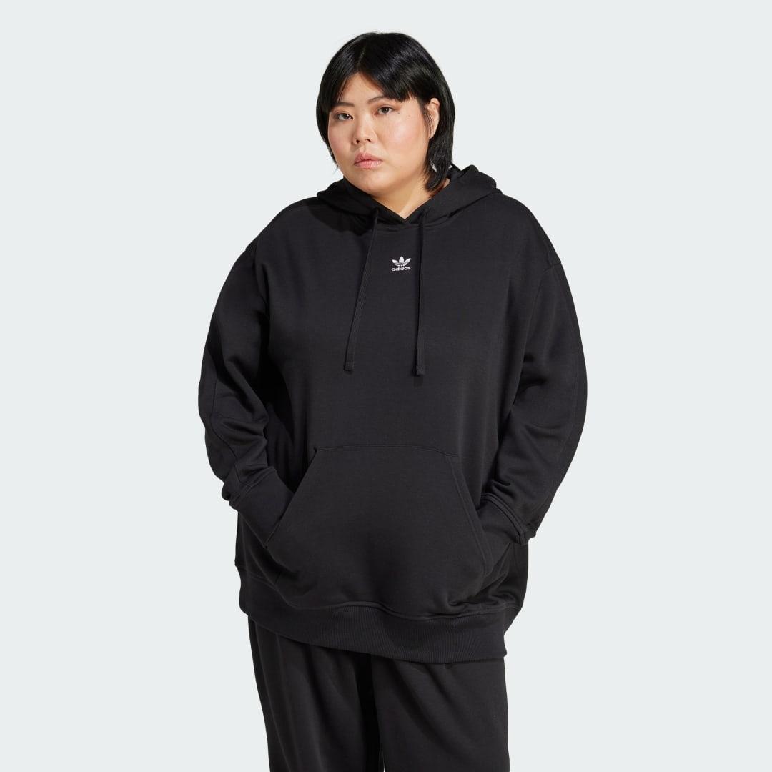 adidas Essentials Oversized Fleece Hoodie (Plus Size) Black 1X Womens Product Image