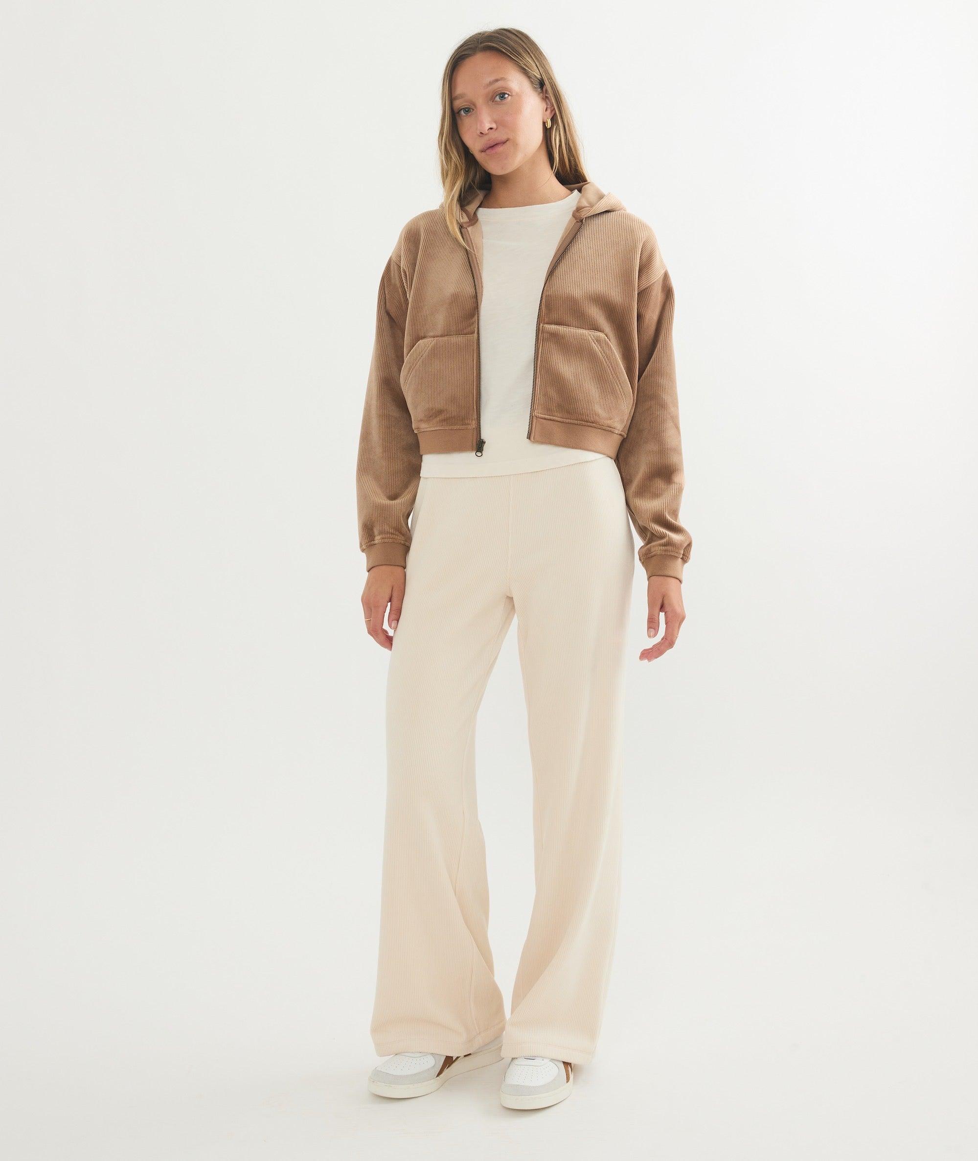 Cord Velour Cropped Zip Up Hoodie Product Image