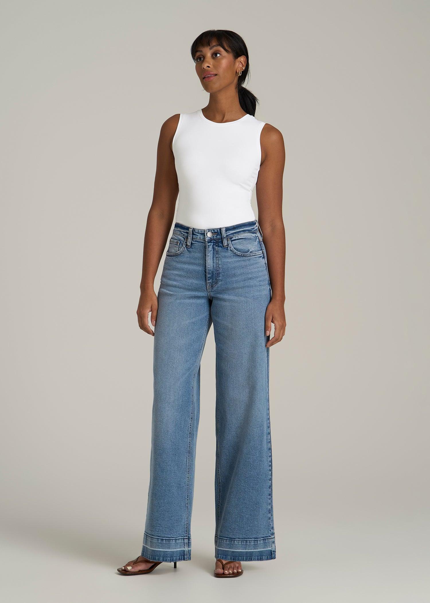 Sleeveless Crewneck Bodysuit for Tall Women in Bright White Female Product Image