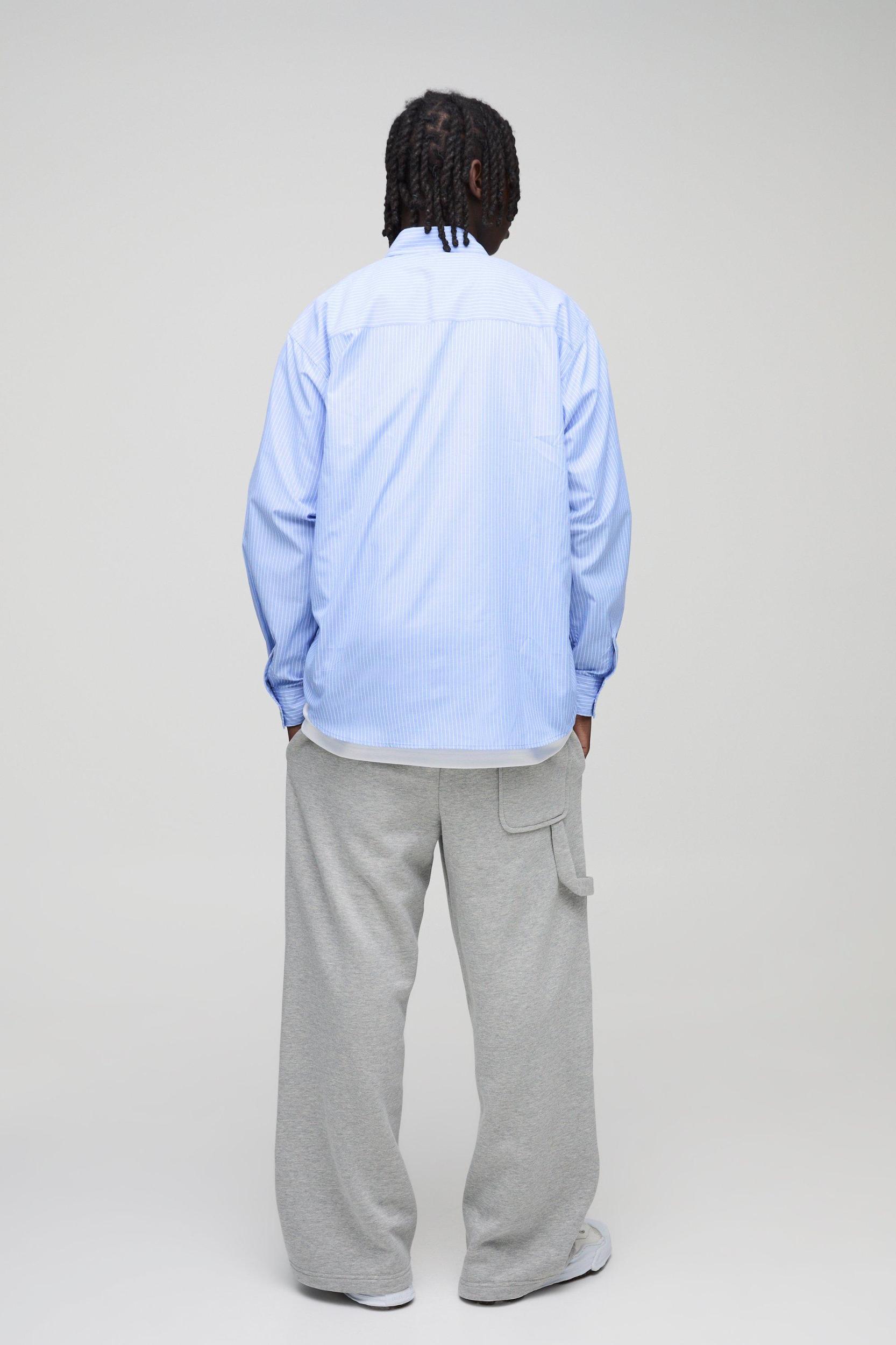 Super Oversized Long Sleeve Stripe Shirt | boohooMAN USA Product Image