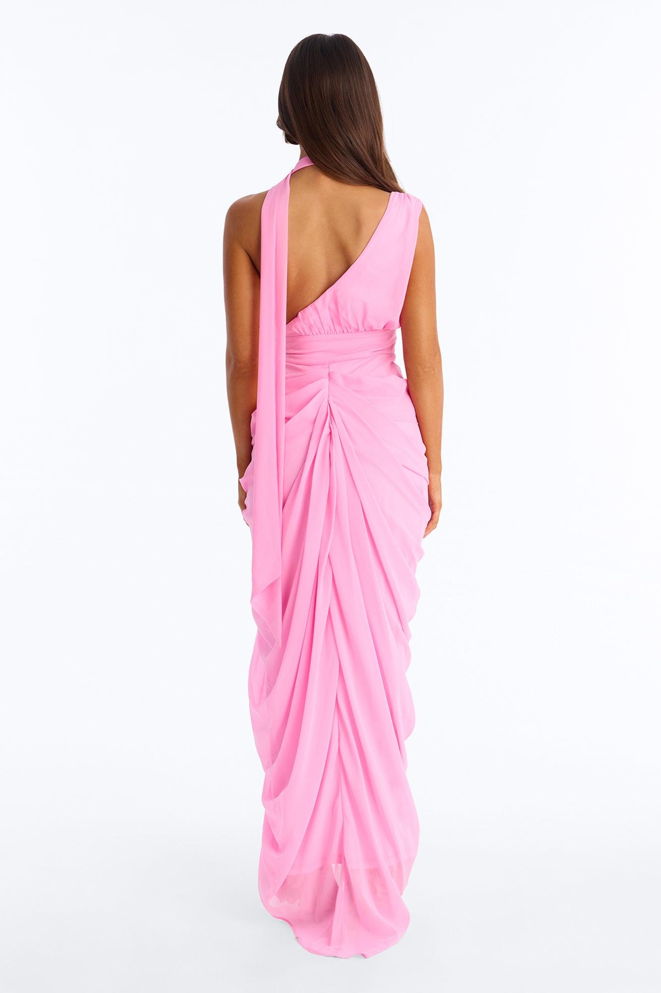 Main Character Ruched Chiffon Gown - Light Pink Female Product Image
