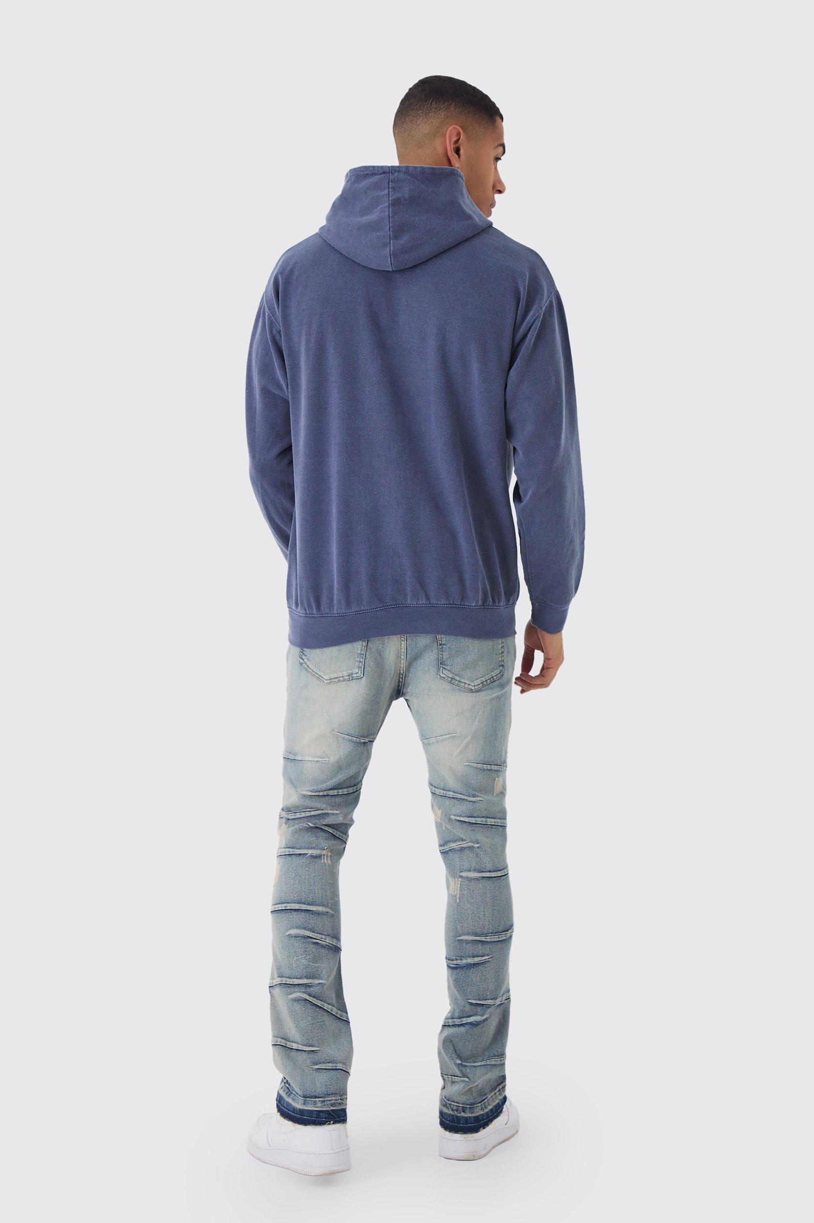 Regular Fit Ramen Noodles Line Drawn Graphic Washed Hoodie | boohooMAN USA Product Image