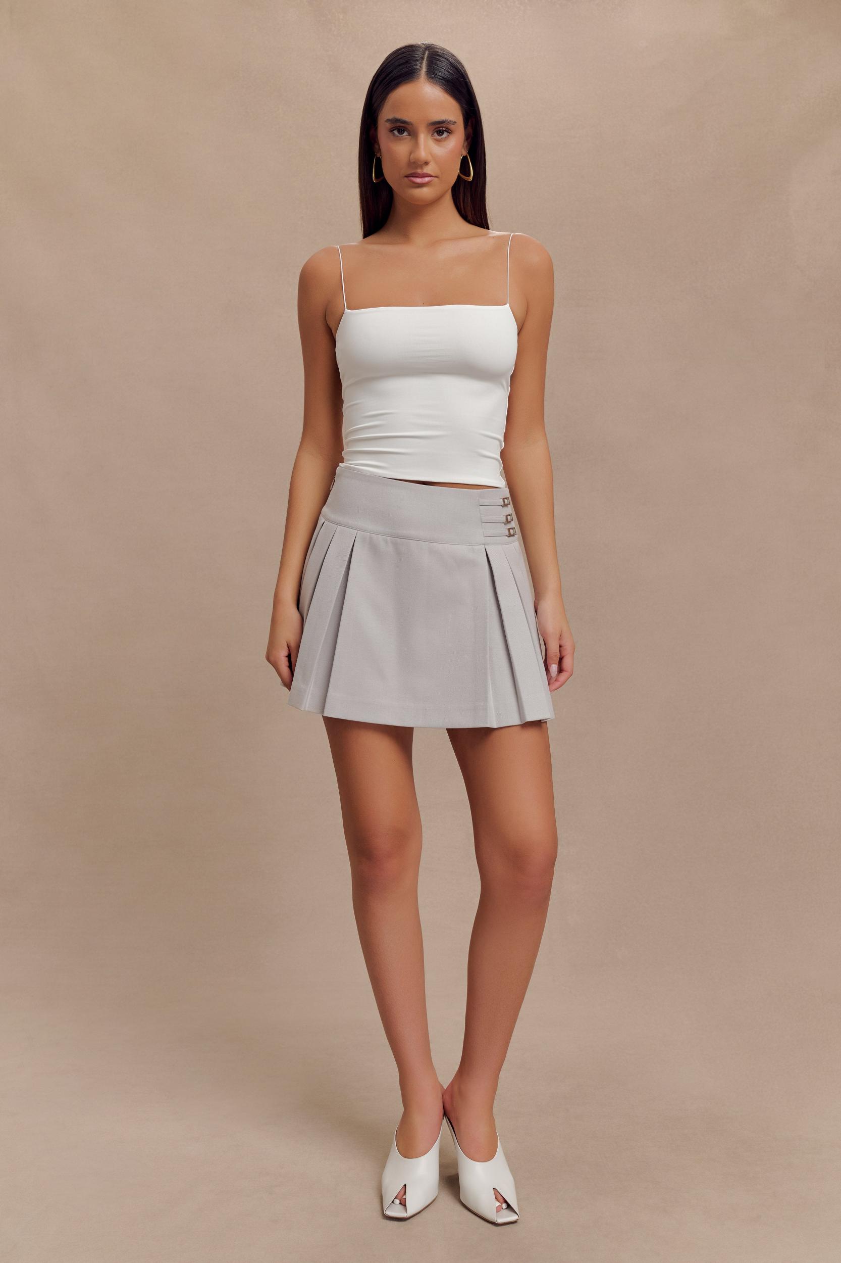 Arya Longline Spaghetti Strap Top - White Product Image