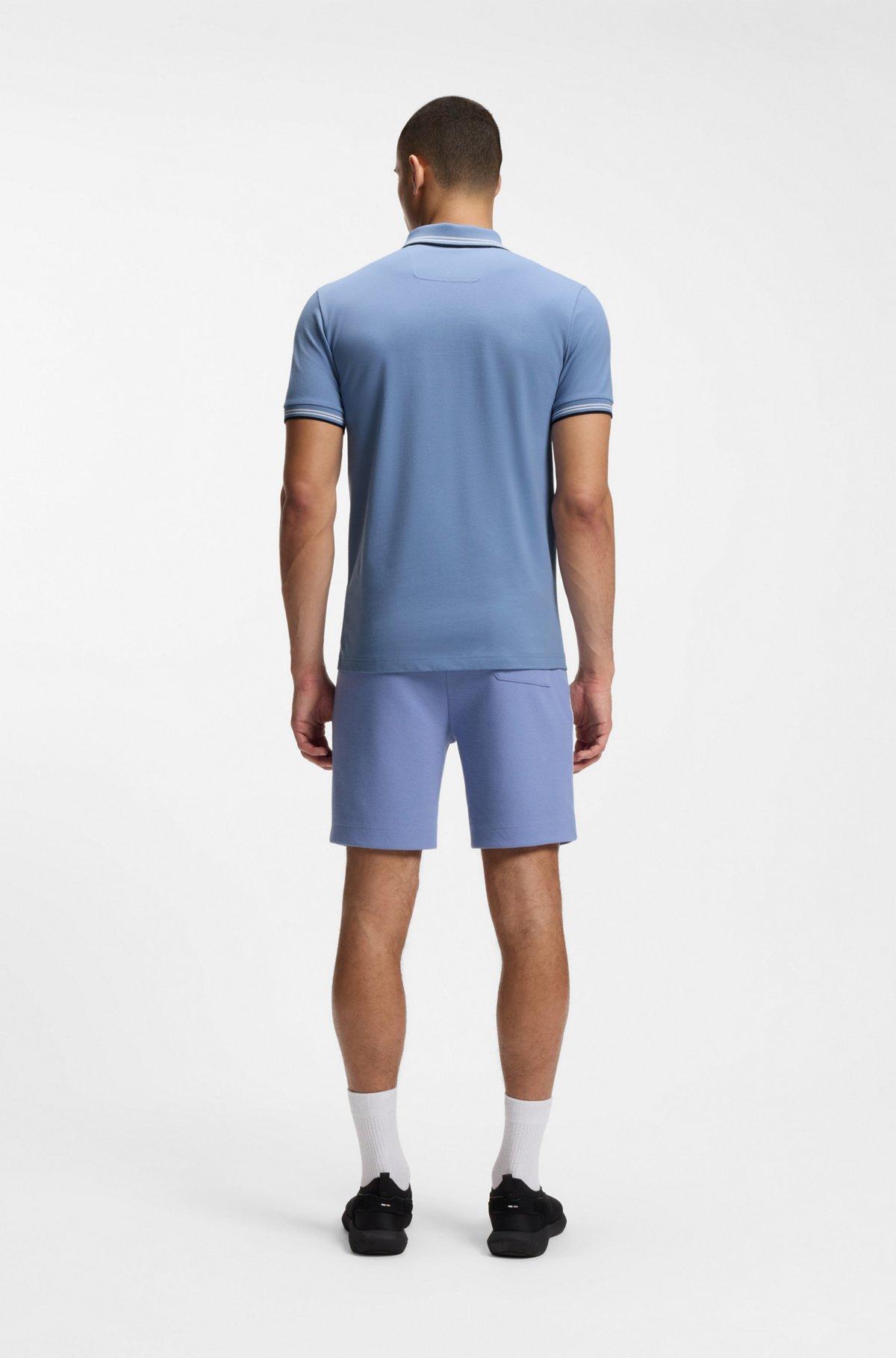 Stretch-cotton slim-fit polo shirt with branding and stripes Product Image
