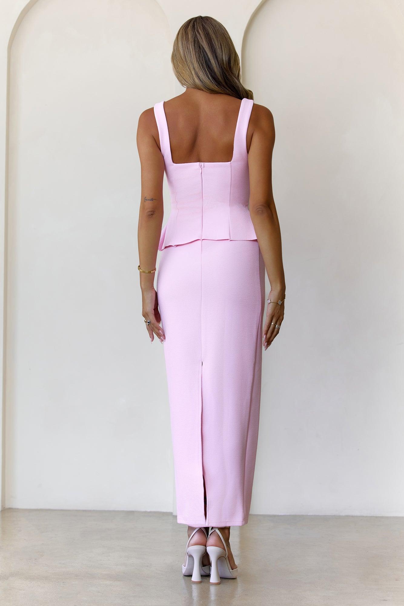 Sculpted Grace Maxi Dress Pink Product Image