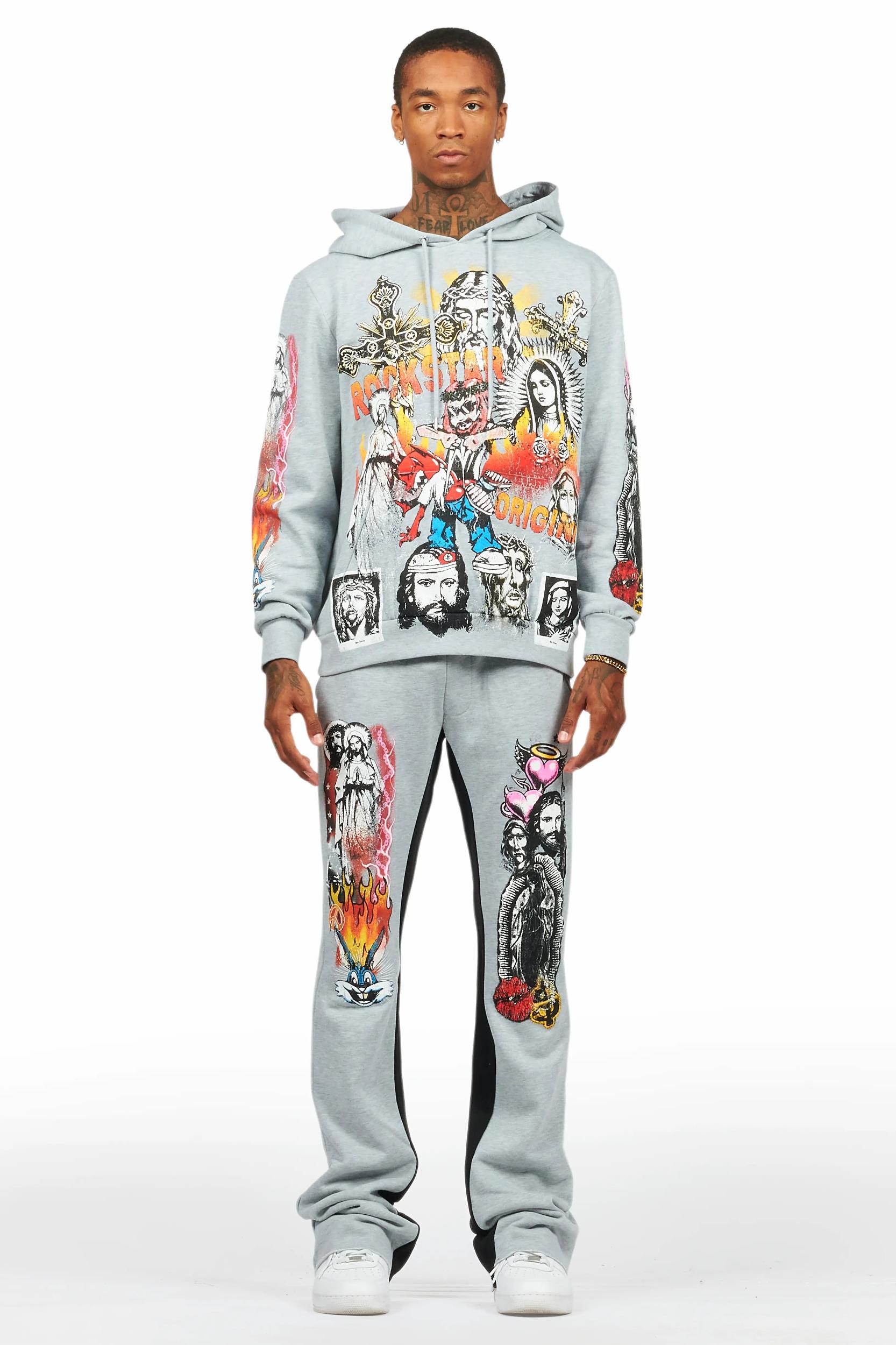 Santos Heather Grey Hoodie/Baggy Track Pant Set Male Product Image