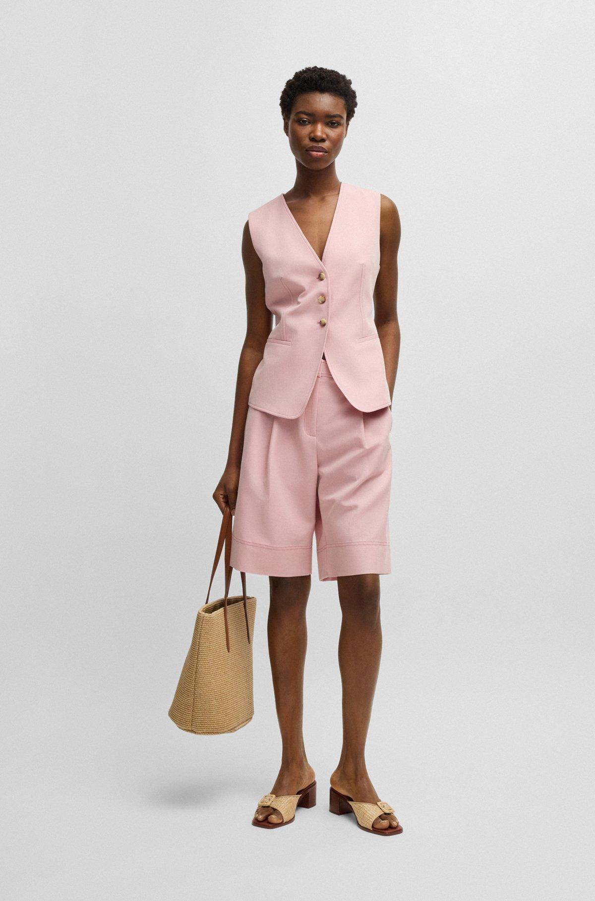 BOSS - Single-breasted waistcoat with adjustable strap - Light Purple Product Image