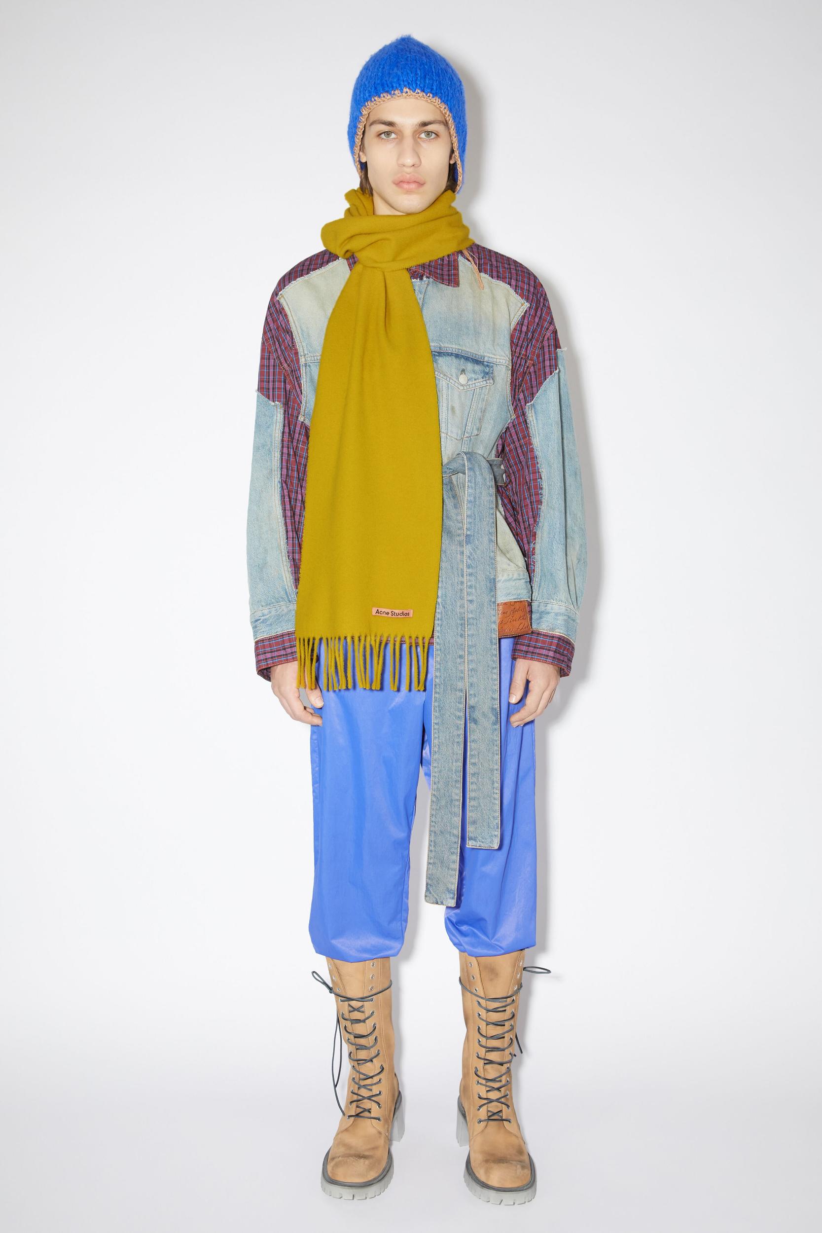 Fringe wool scarf - skinny Product Image