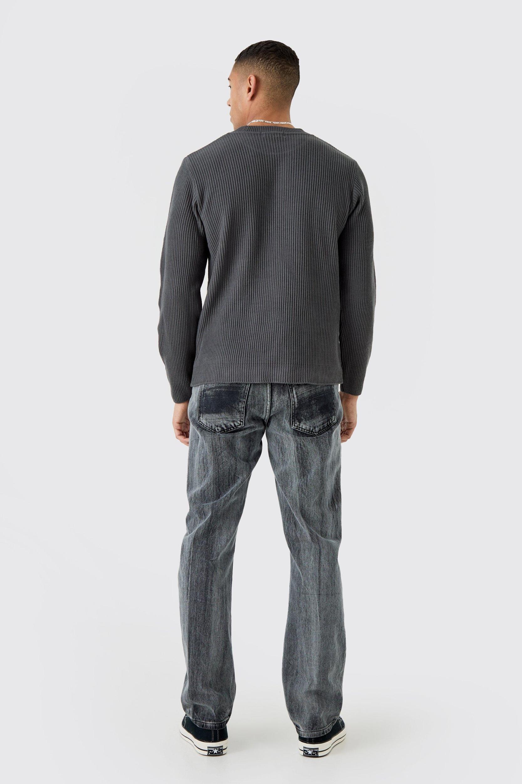 Regular Fit Waffle Knit Sweater | boohooMAN USA Product Image