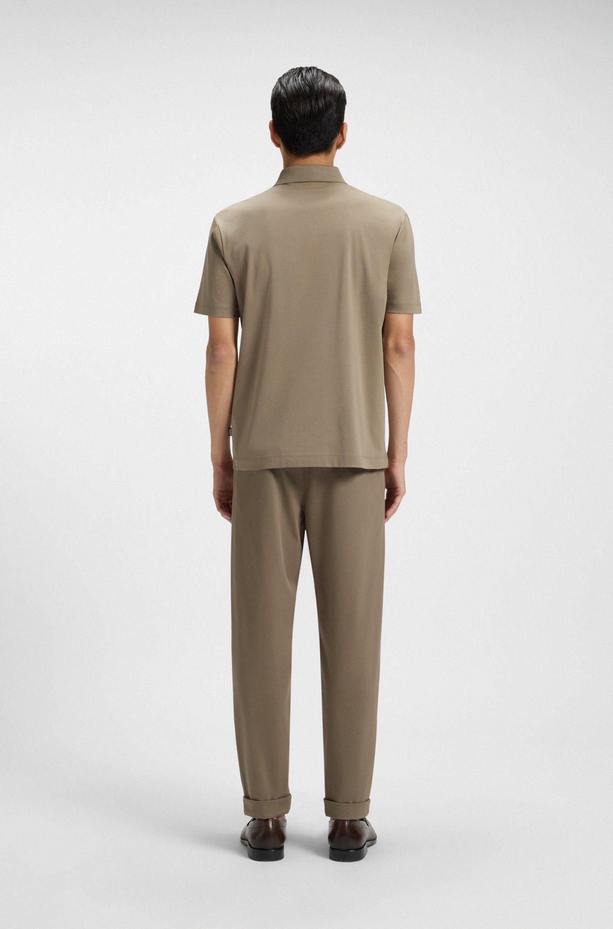 Mercerized-cotton polo shirt with double monogram Product Image