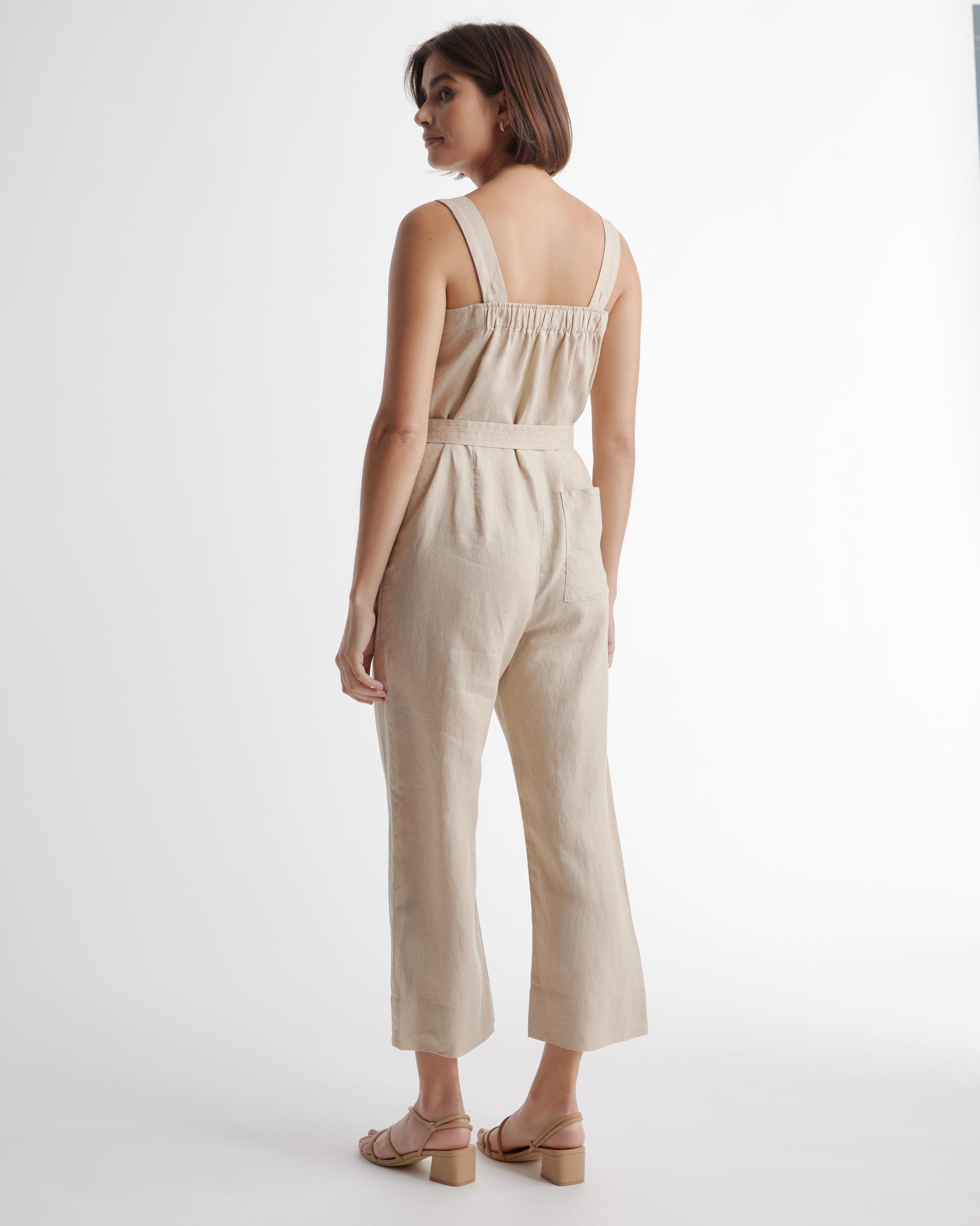 Quince | Women's 100% European Linen Square Neck Jumpsuit Size XL Product Image