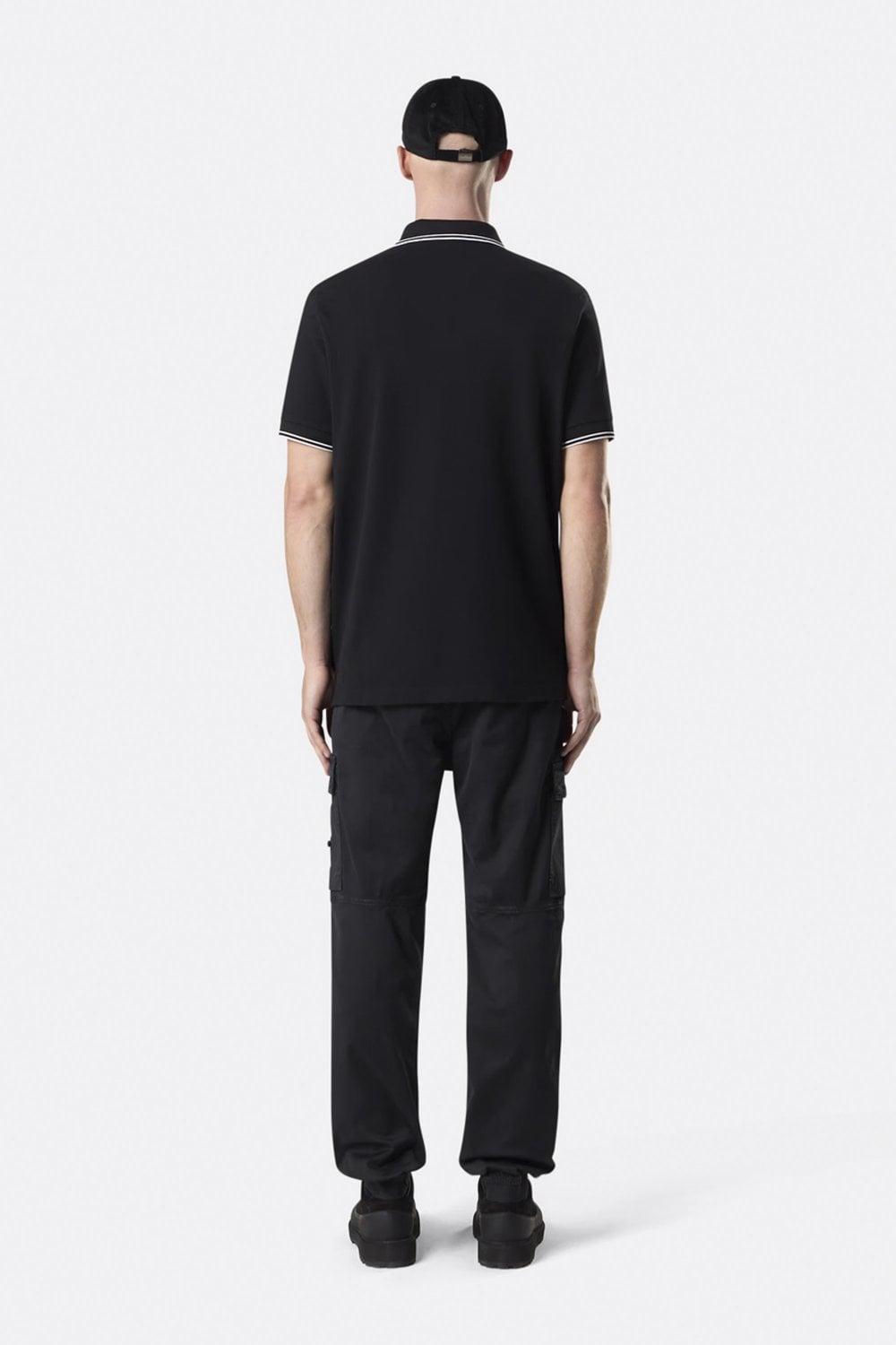 STONE ISLAND Mens Black Brand-patch Regular-fit Stretch-cotton Polo Shirt Xl Product Image