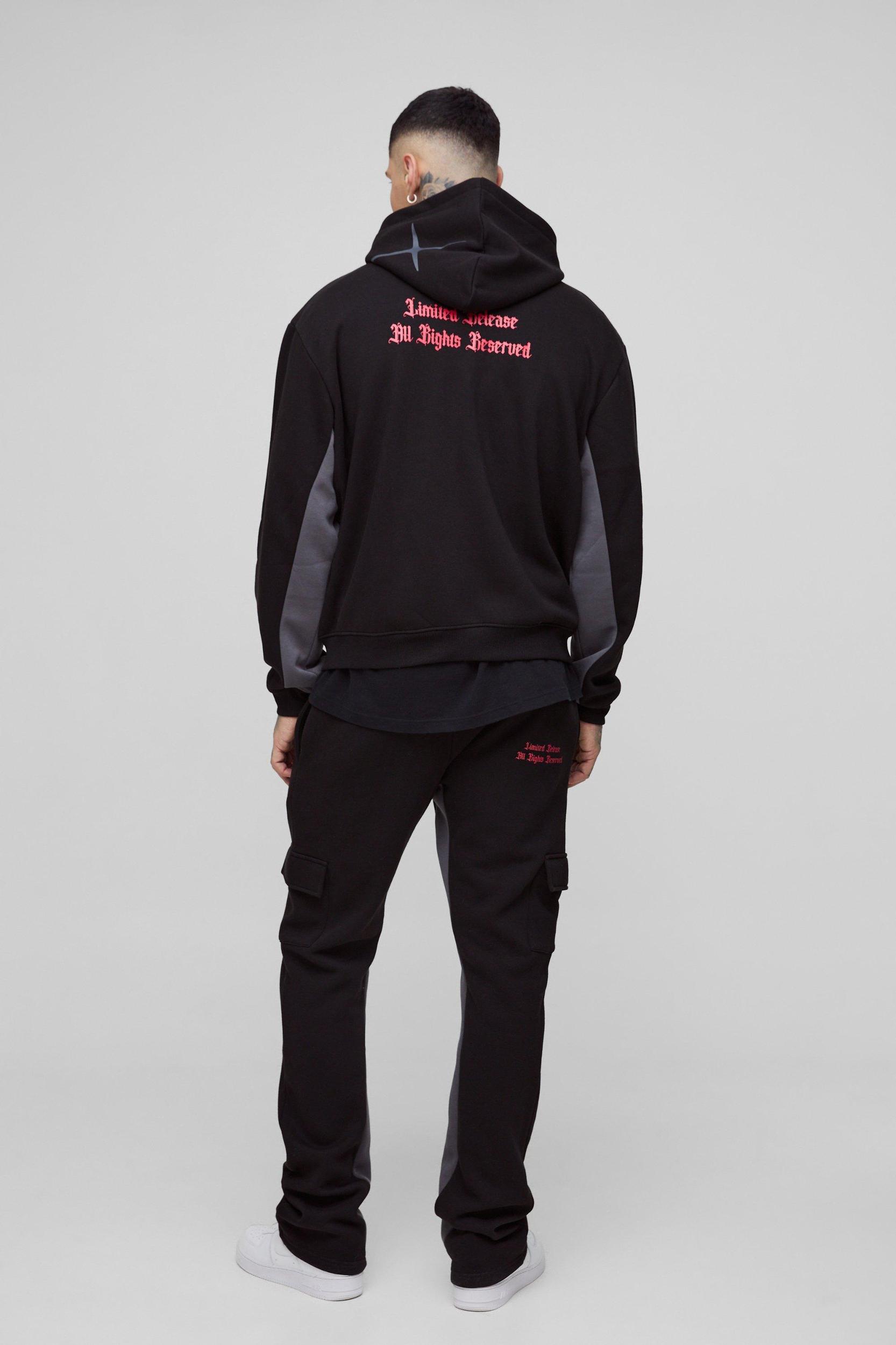 Tall Oversized Boxy Official Hooded Gusset Sweatpants Tracksuit | boohooMAN USA Product Image
