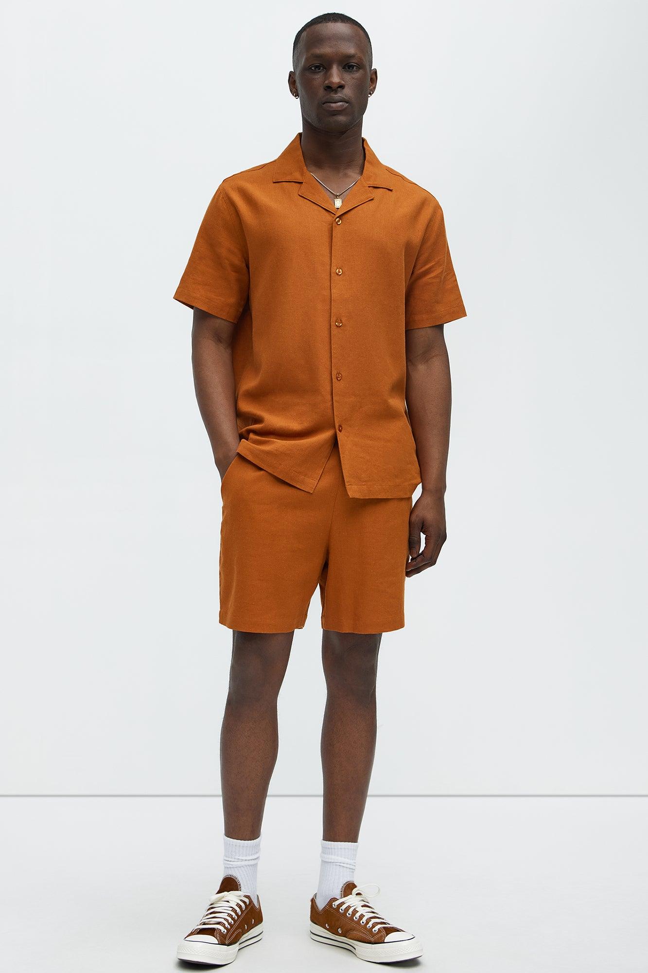 Bahamas Linen Shorts - Rust Product Image