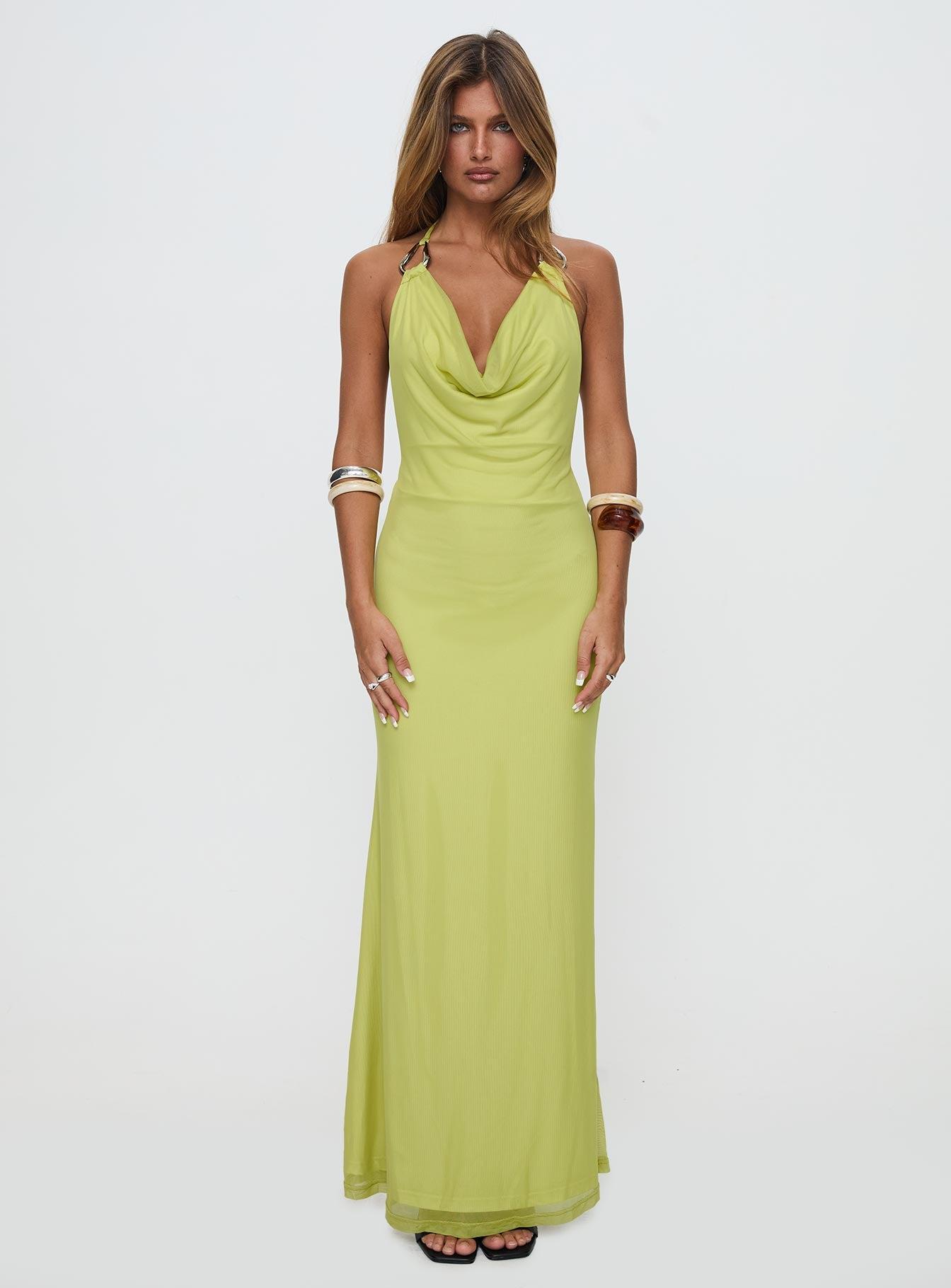 Rhaenyra Halter Maxi Dress Green Product Image