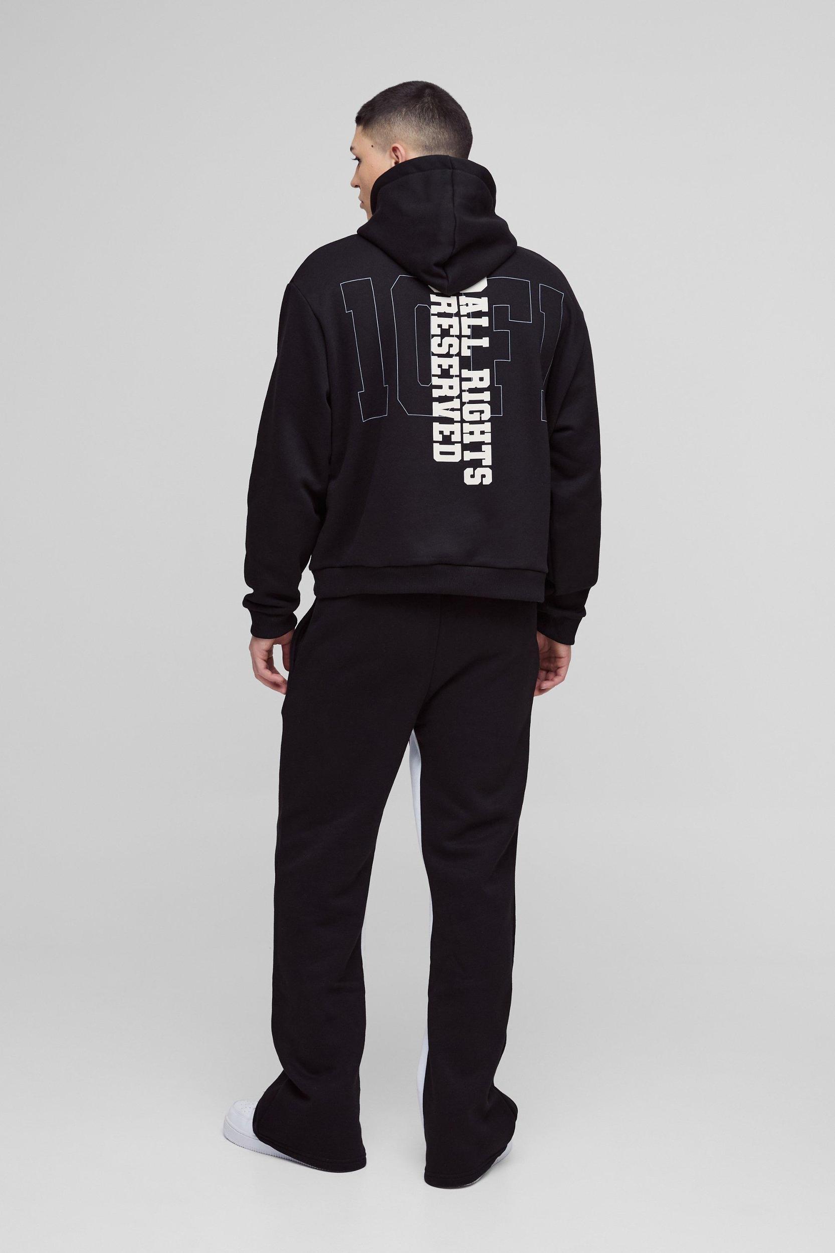 Oversized Boxy Official Varsity Distressed Gusset Tracksuit | boohooMAN USA Product Image