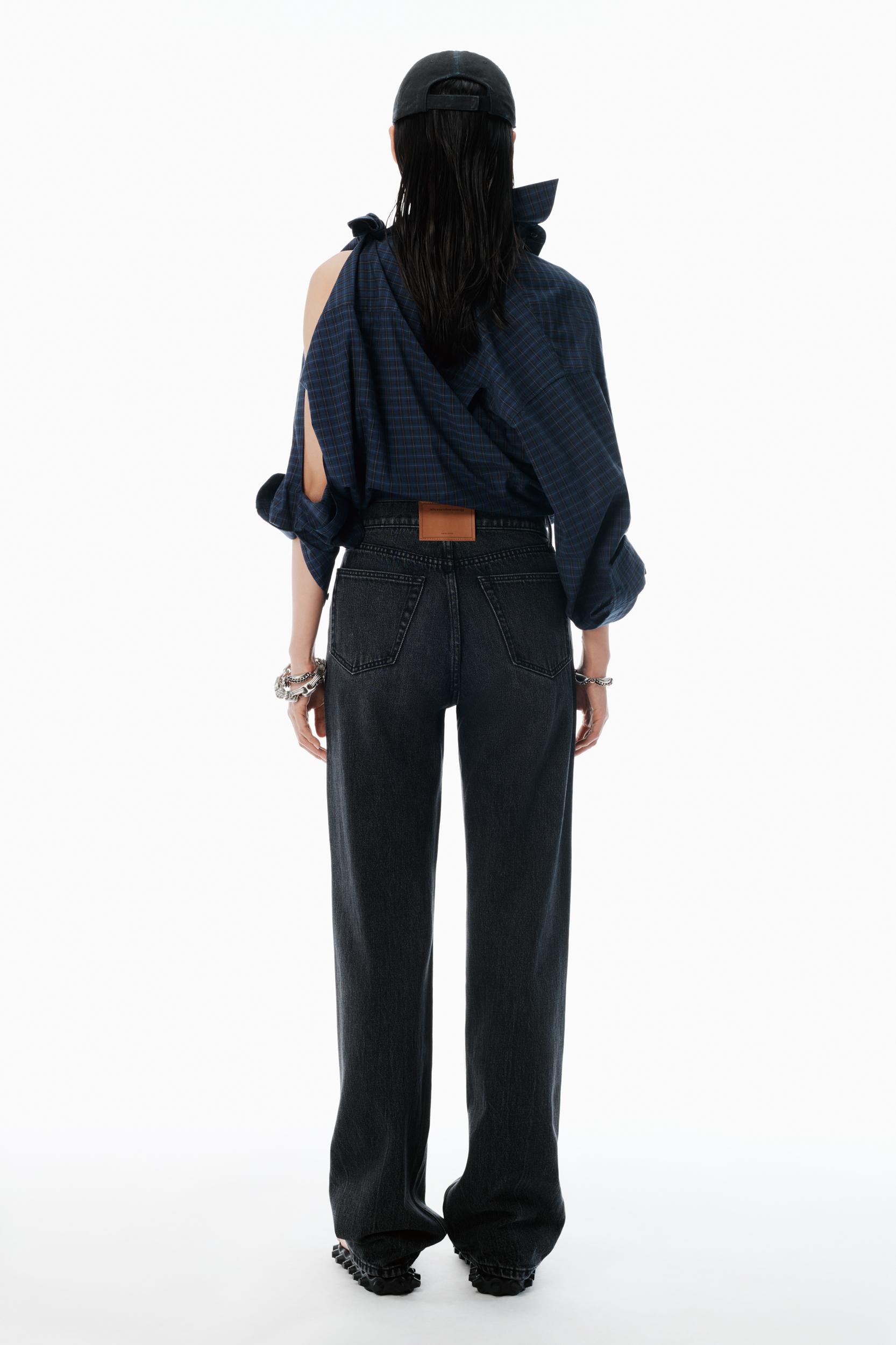 Grey Logo Cutout Mid-rise Jeans Product Image