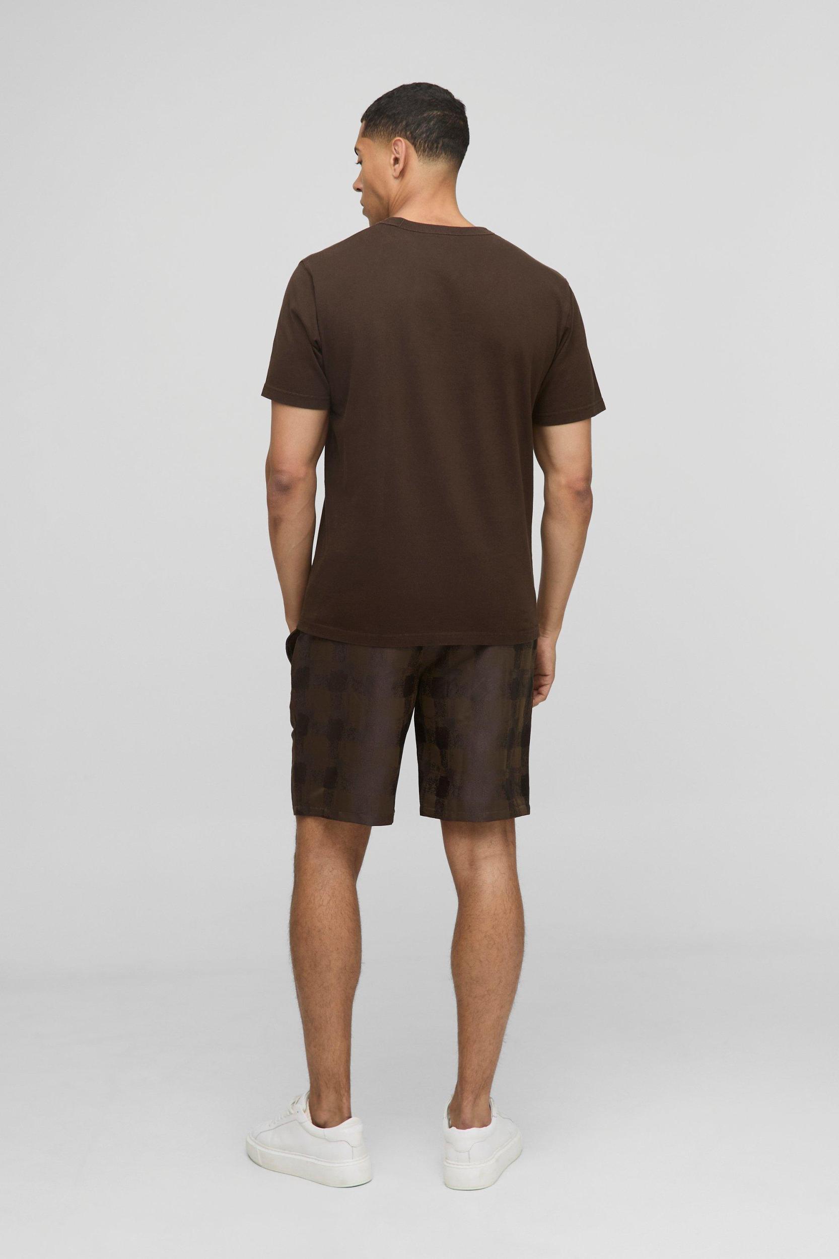 Elasticated Waist Relaxed Fit Satin Textured Shorts | boohooMAN USA Product Image