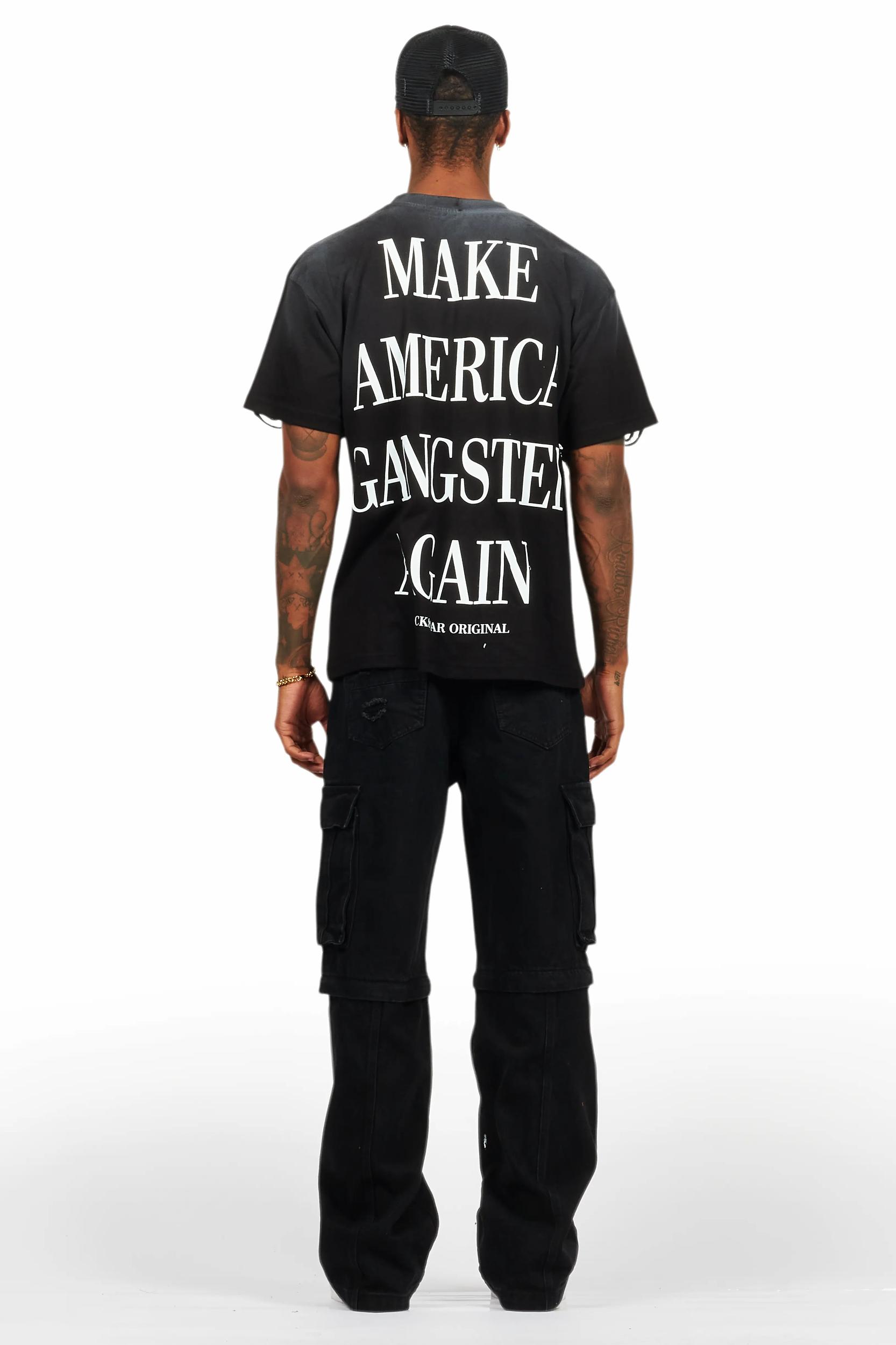 Drako Black Oversized Graphic T-Shirt Male Product Image