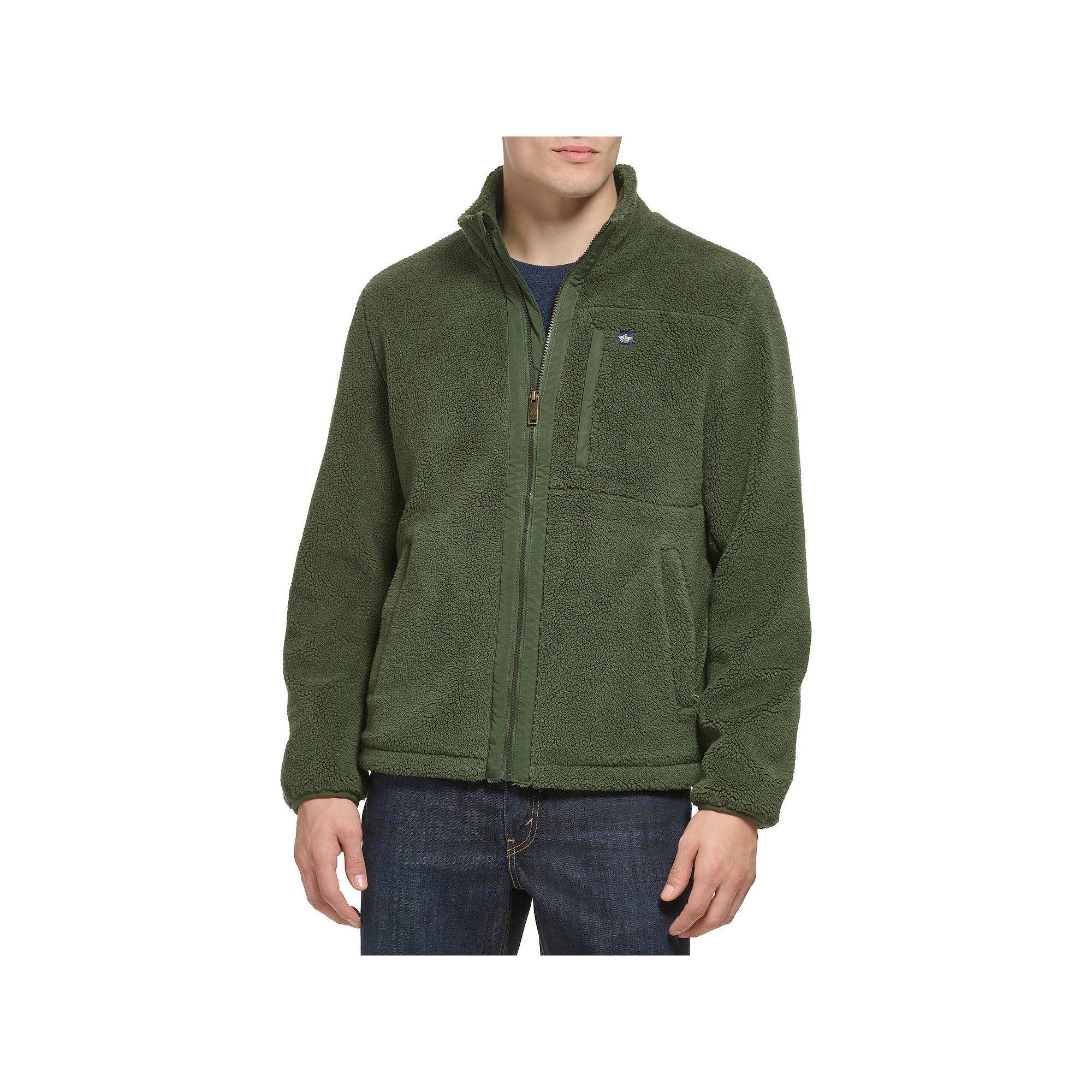 Mens Dockers Sherpa Zip Front Jacket Dark Green Product Image