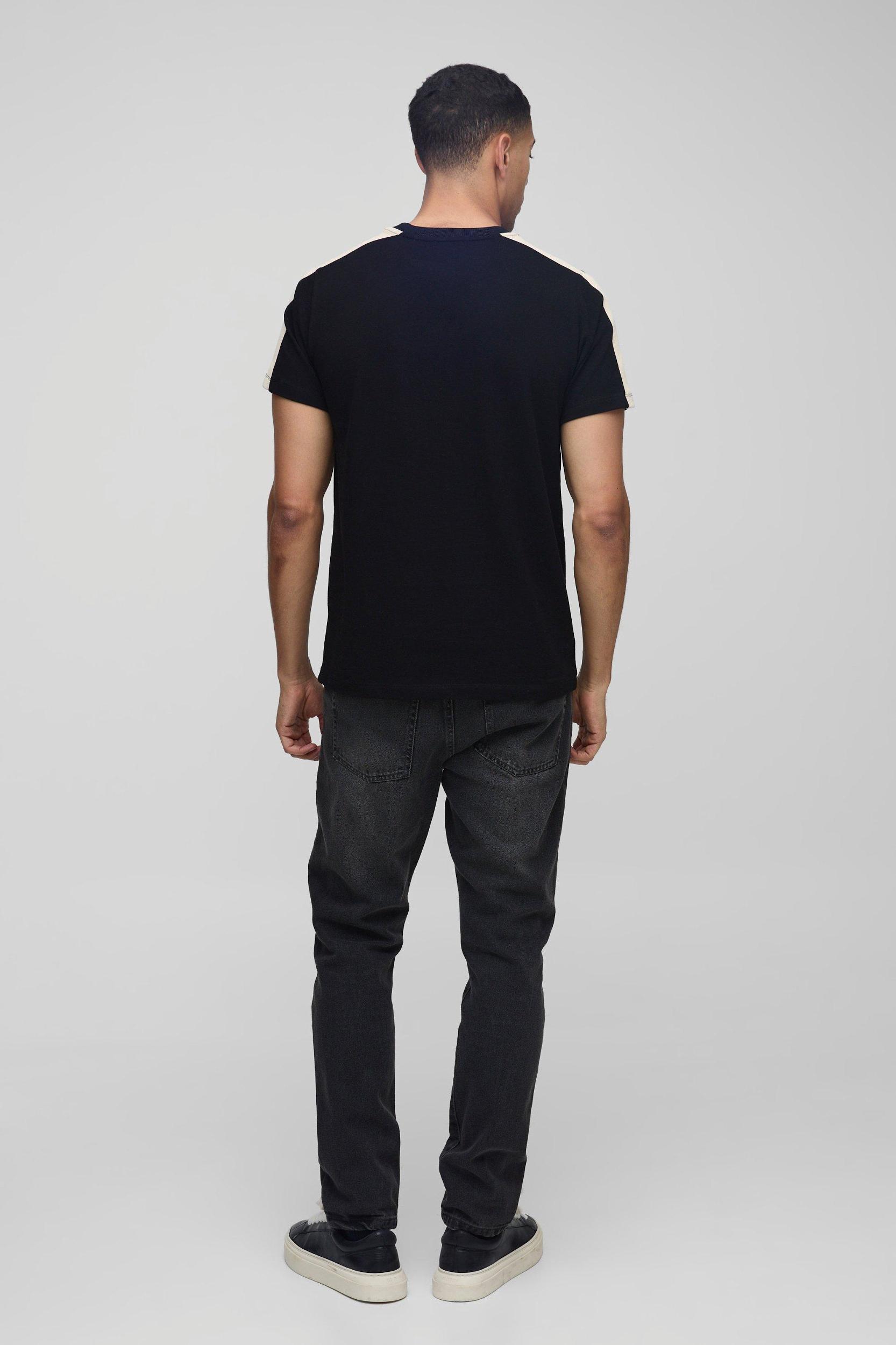 Slim Colour Block Pique T-Shirt | boohooMAN USA Product Image