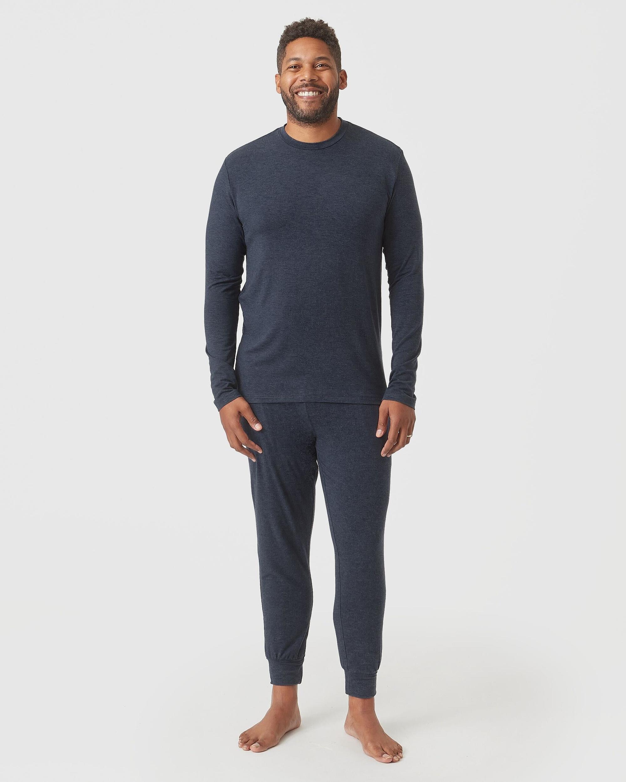 Heather Navy Long Sleeve Loungewear Tee Product Image