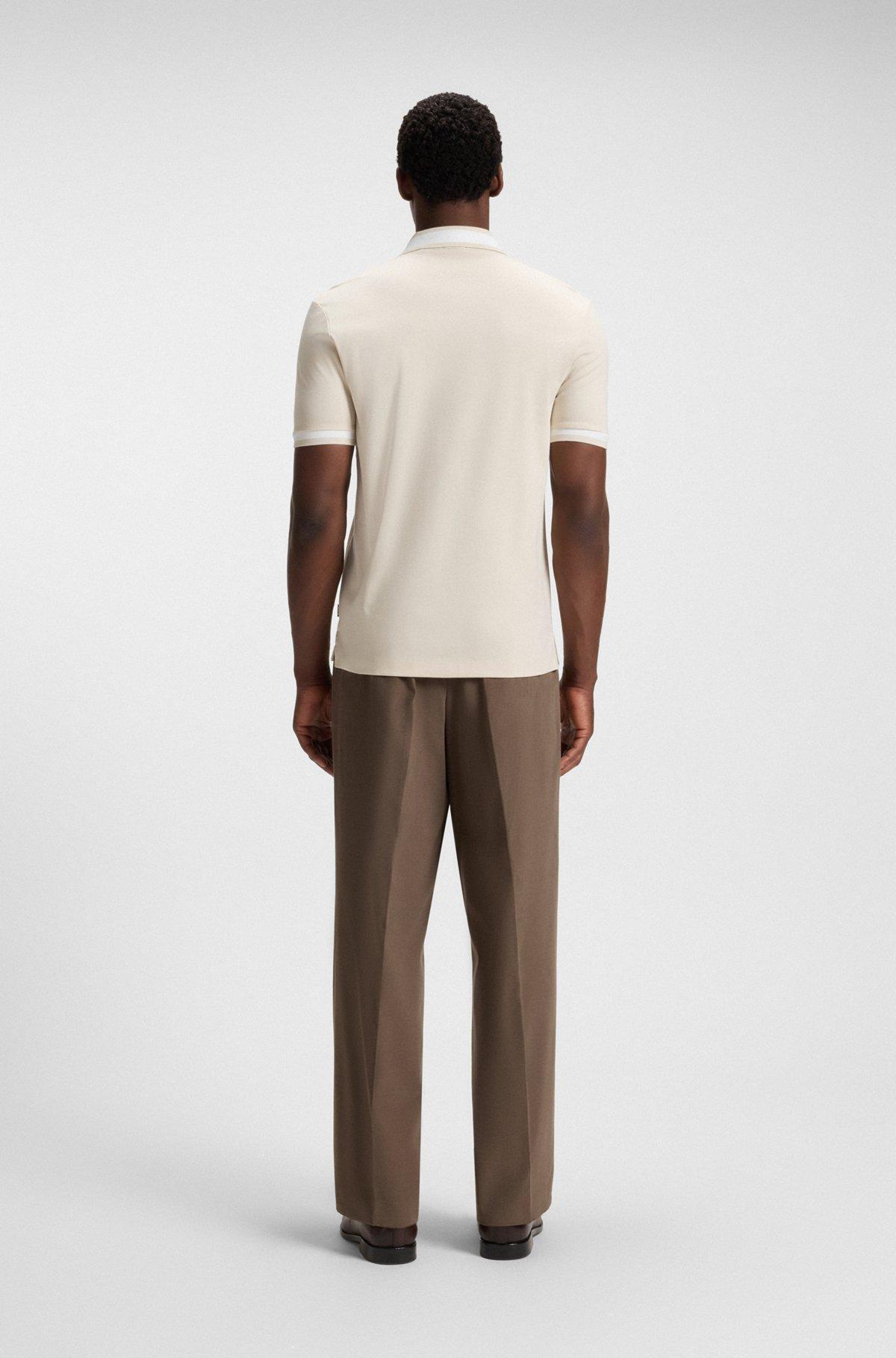 Slim-fit polo shirt in mercerized stretch-cotton piqué Product Image