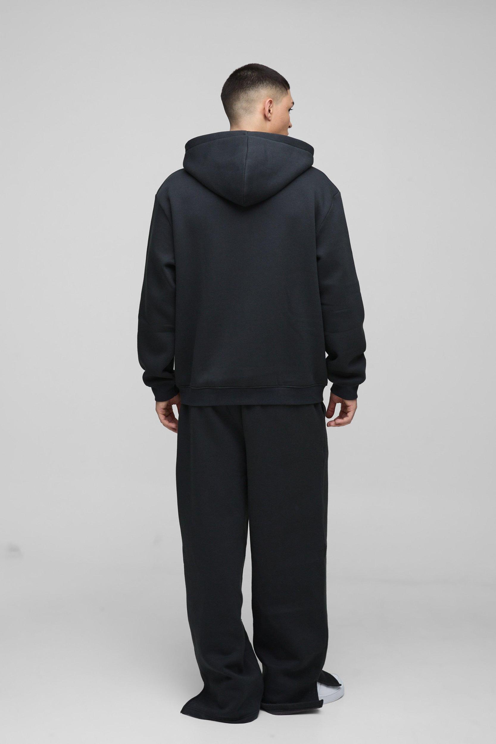 Oversized BM Varsity Applique Zip Through Hoodie | boohooMAN USA Product Image